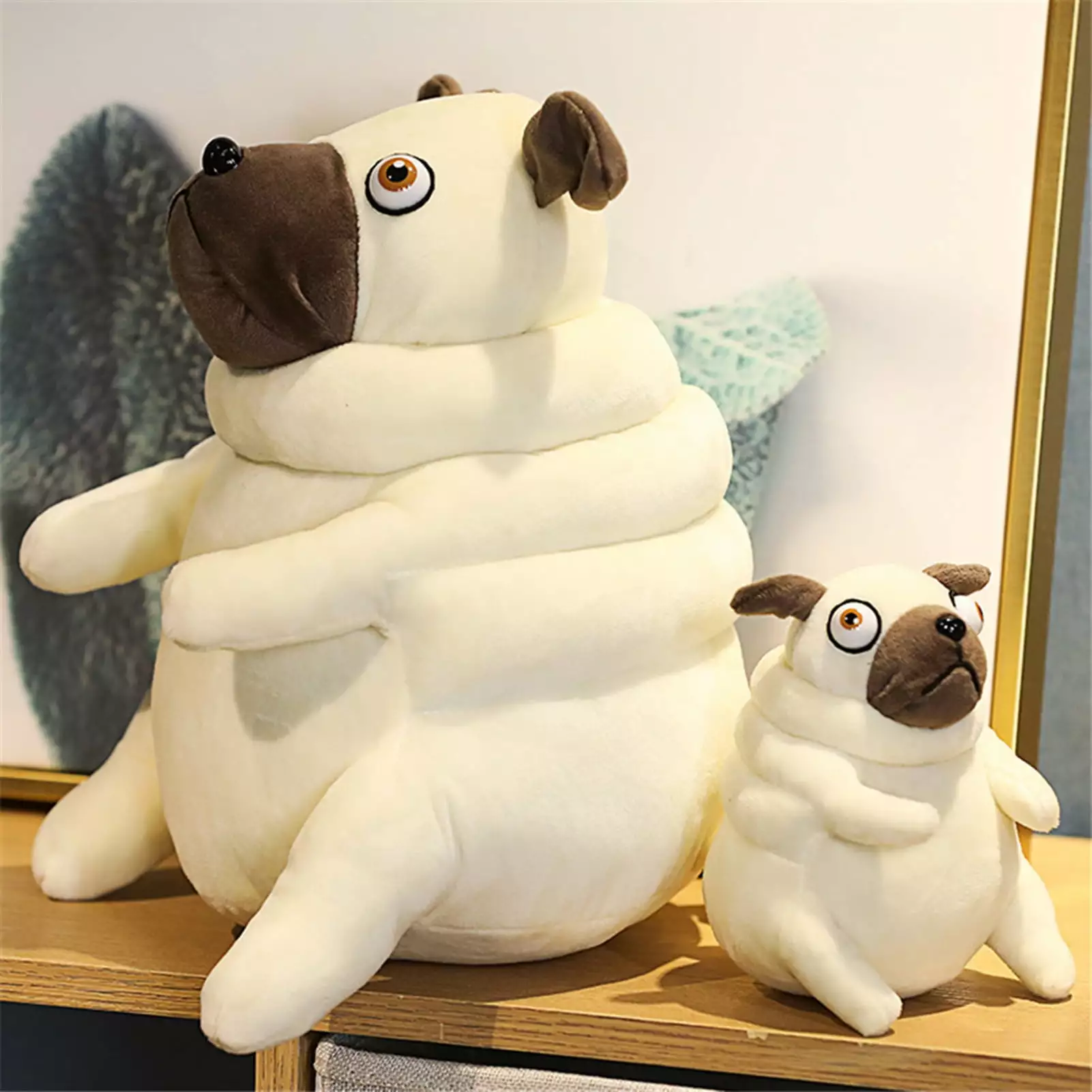 Decor Store Fat Pug Plush Cushion Soft Superior Texture Full Filled Cute Pug Dog Plush Cushion for Decoration