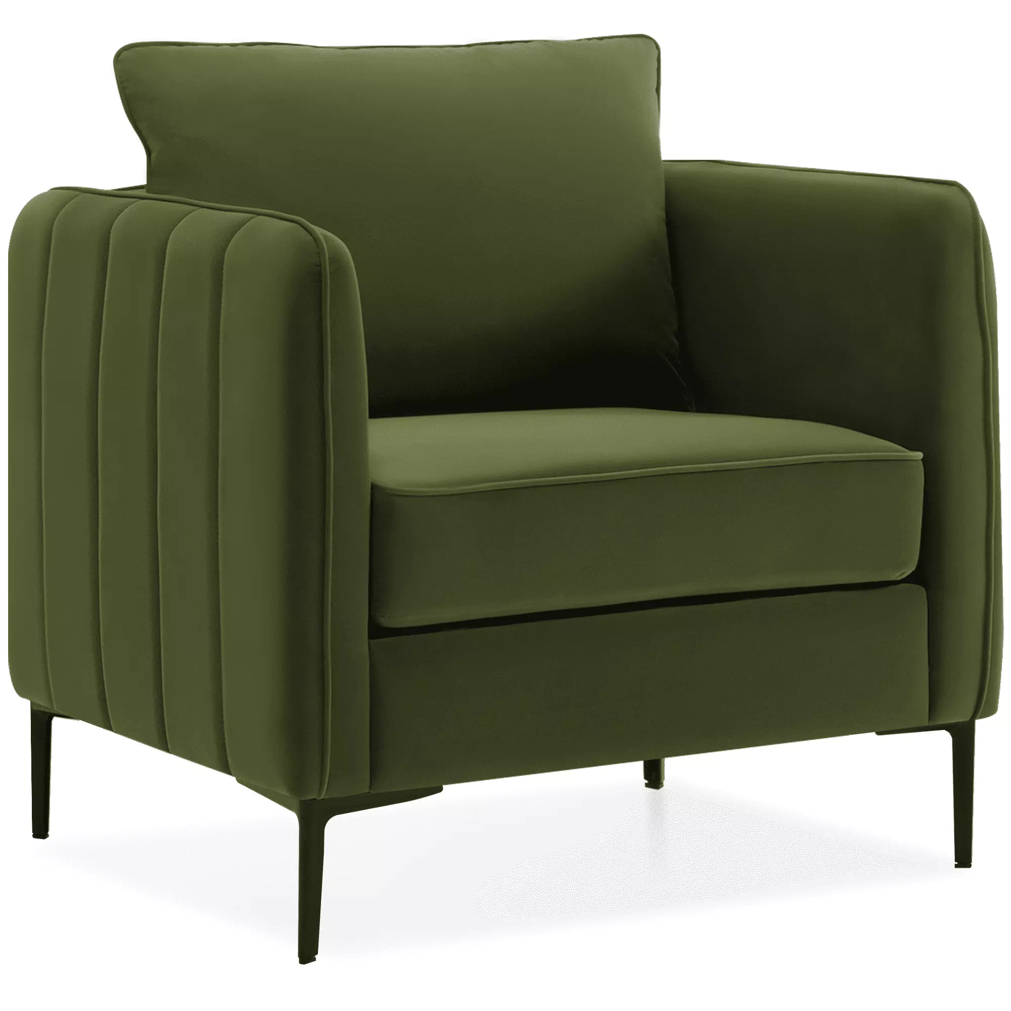 DecoraFlex Olive Green Accent Chairs for Living Room.Comfy Velvet Armchair with Thick Cushion. Single Sofa/Side Chair for Bedroom Office Reading Chair