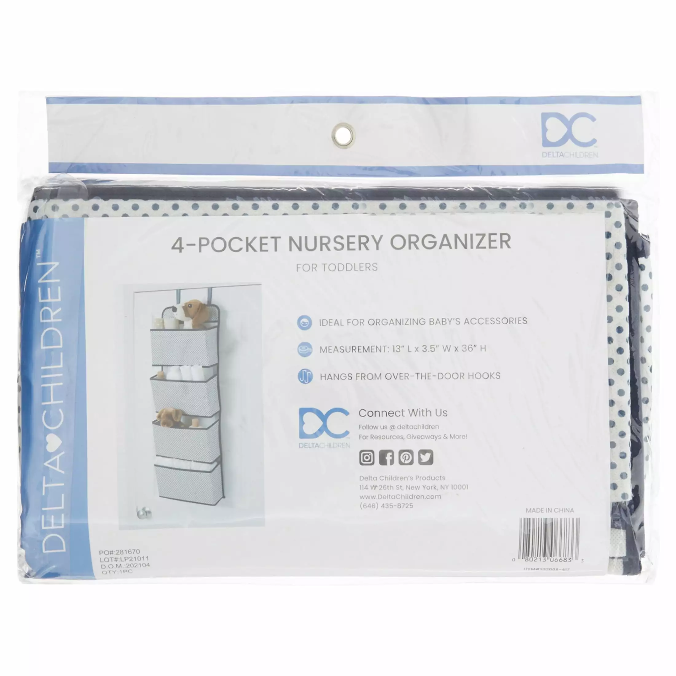 Delta Children 4-Pocket Hanging Wall Organizer. Navy