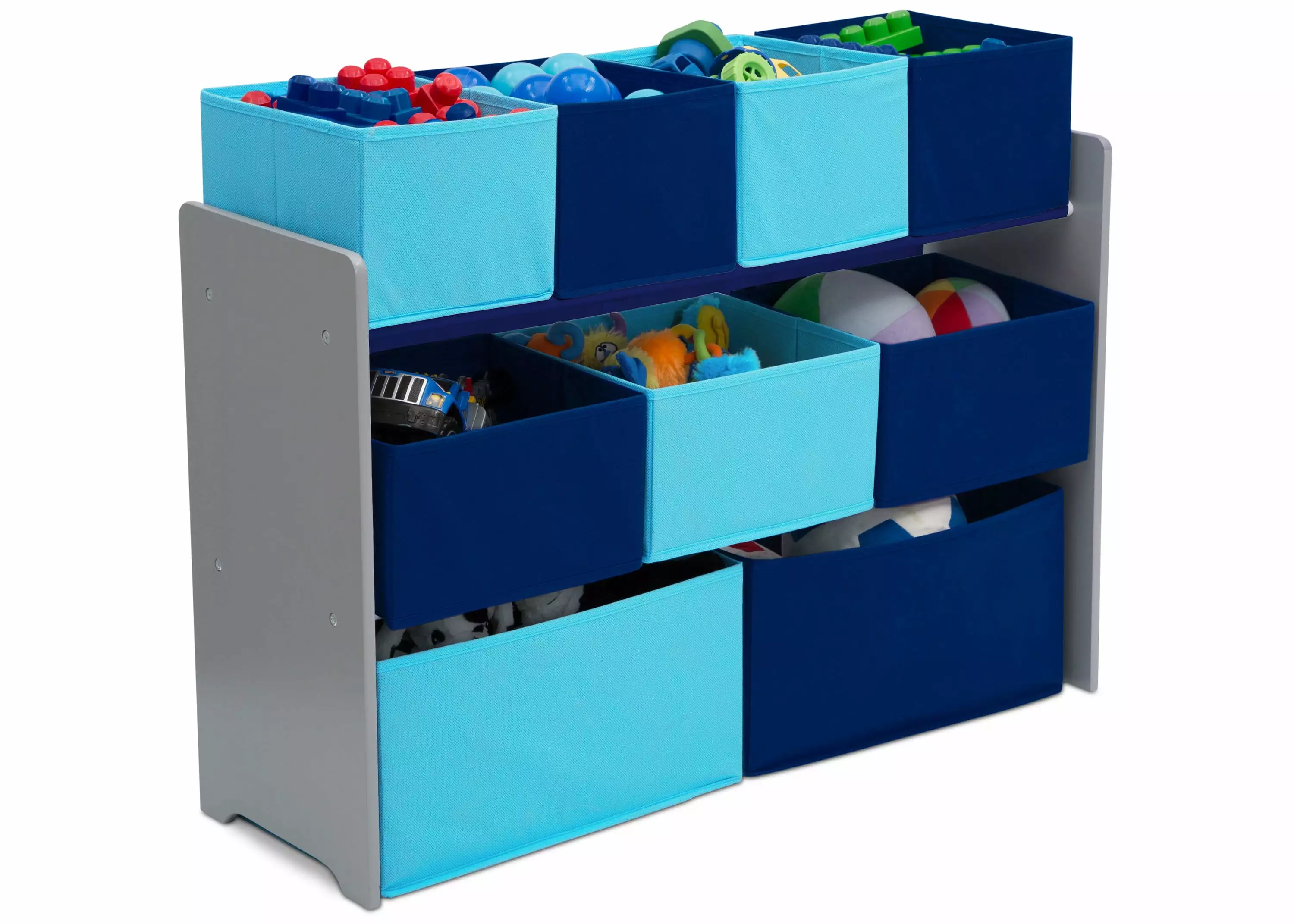 Delta Children Deluxe Multi-Bin Toy Organizer with Storage Bins. Greenguard Gold Certified. Grey