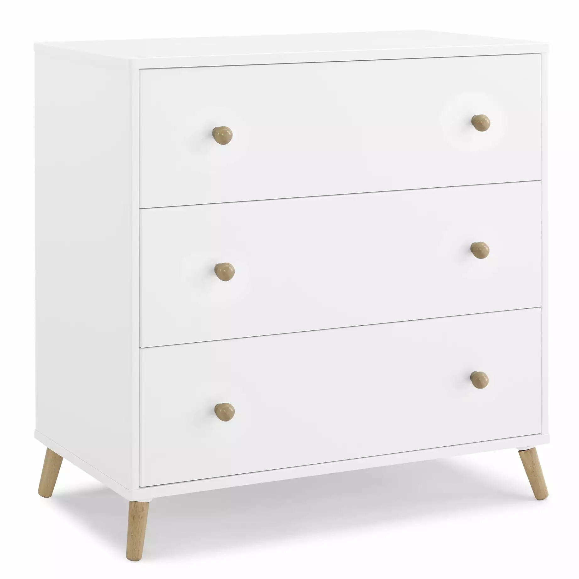 Delta Children Essex 3 Drawer Dresser with Interlocking Drawers - Greenguard Gold Certified. Bianca White/Natural