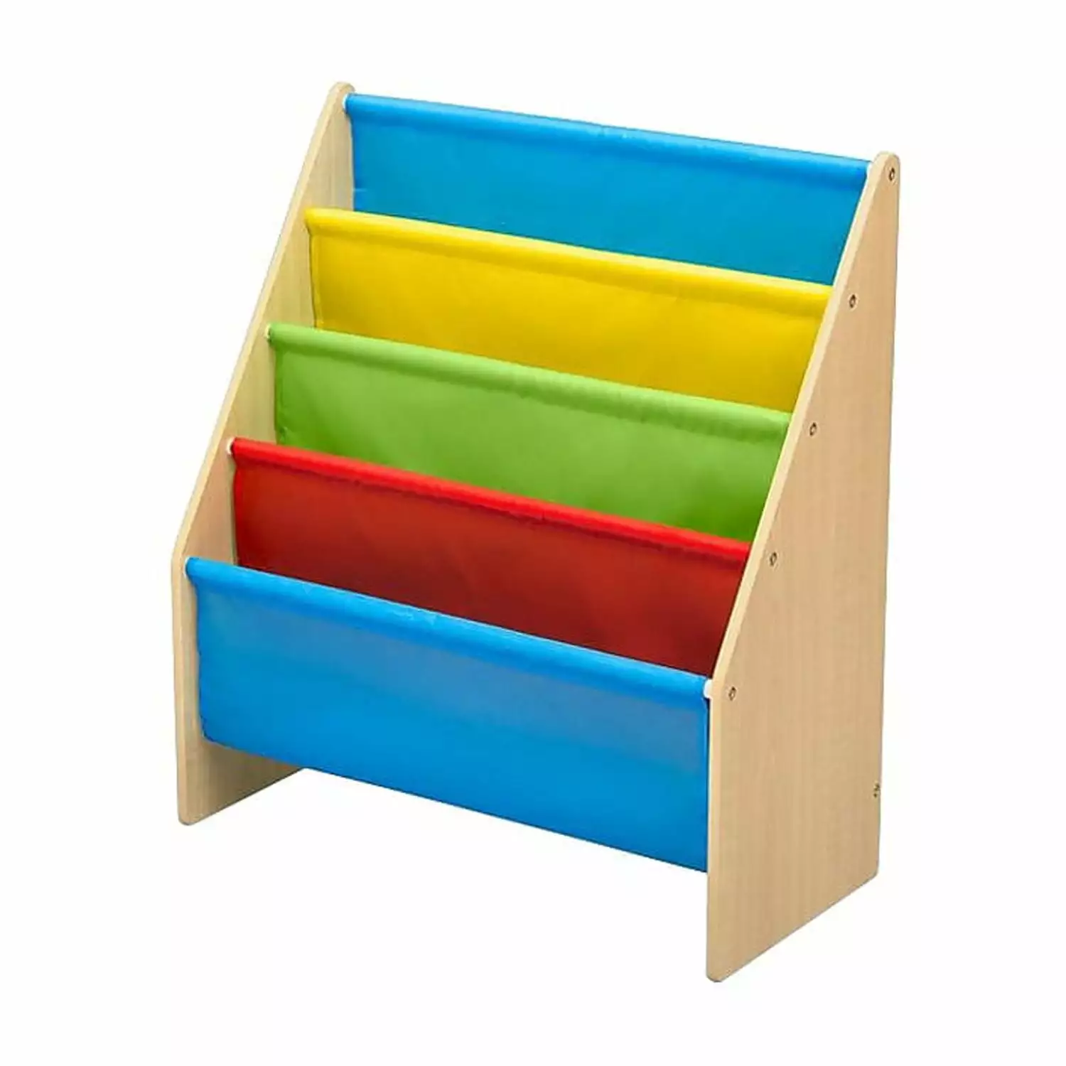 Delta Children Sling Book Rack 4-Tier 28H Bookshelf Natural/Blue/Red/Green/Yellow (TB84452GN-1189)