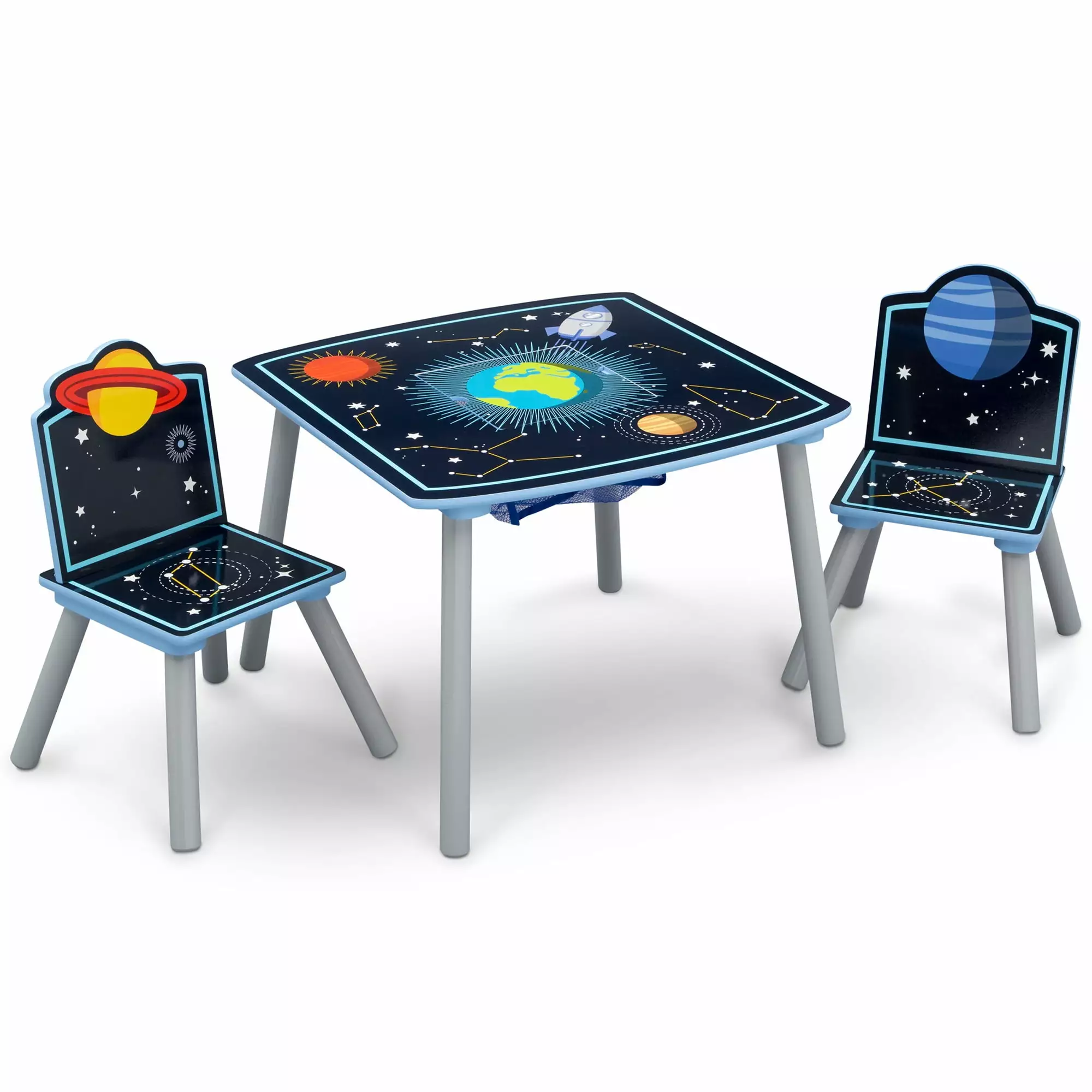 Delta Children Space Adventures Kids Wood Table and Chair Set with Storage. Greenguard Gold Certified