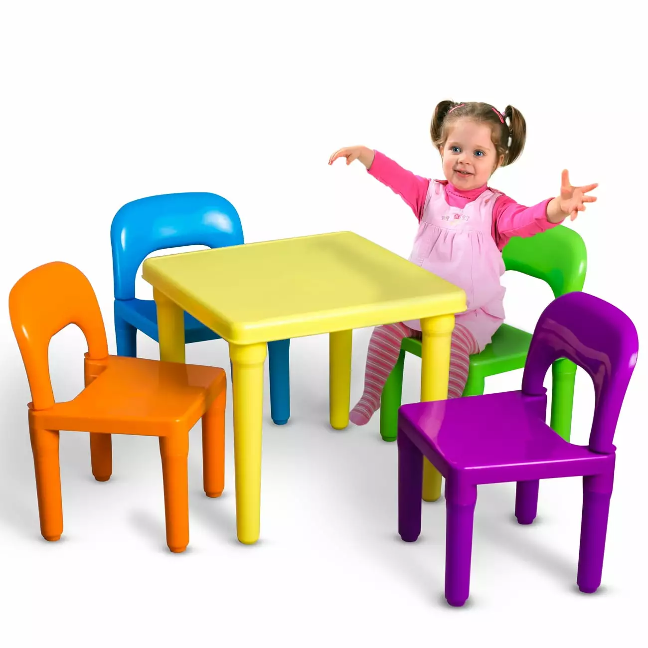 Den Haven Kids Table and Chairs Play Set Colorful Child Toy Activity Desk for Toddler