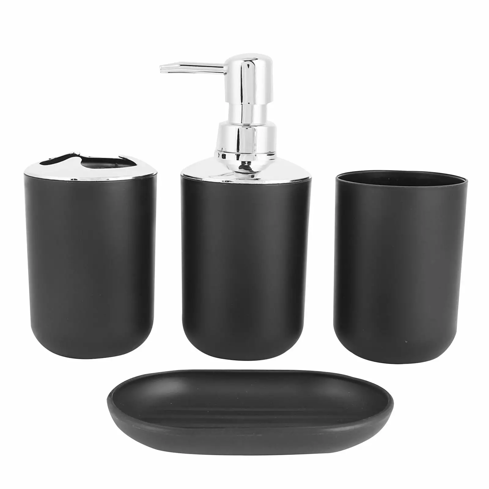 Dengmore 4 Piece Bathroom Accessory Set With Soap Dispenser Pump Toothbrush Holder Tumbler And Soap Dish