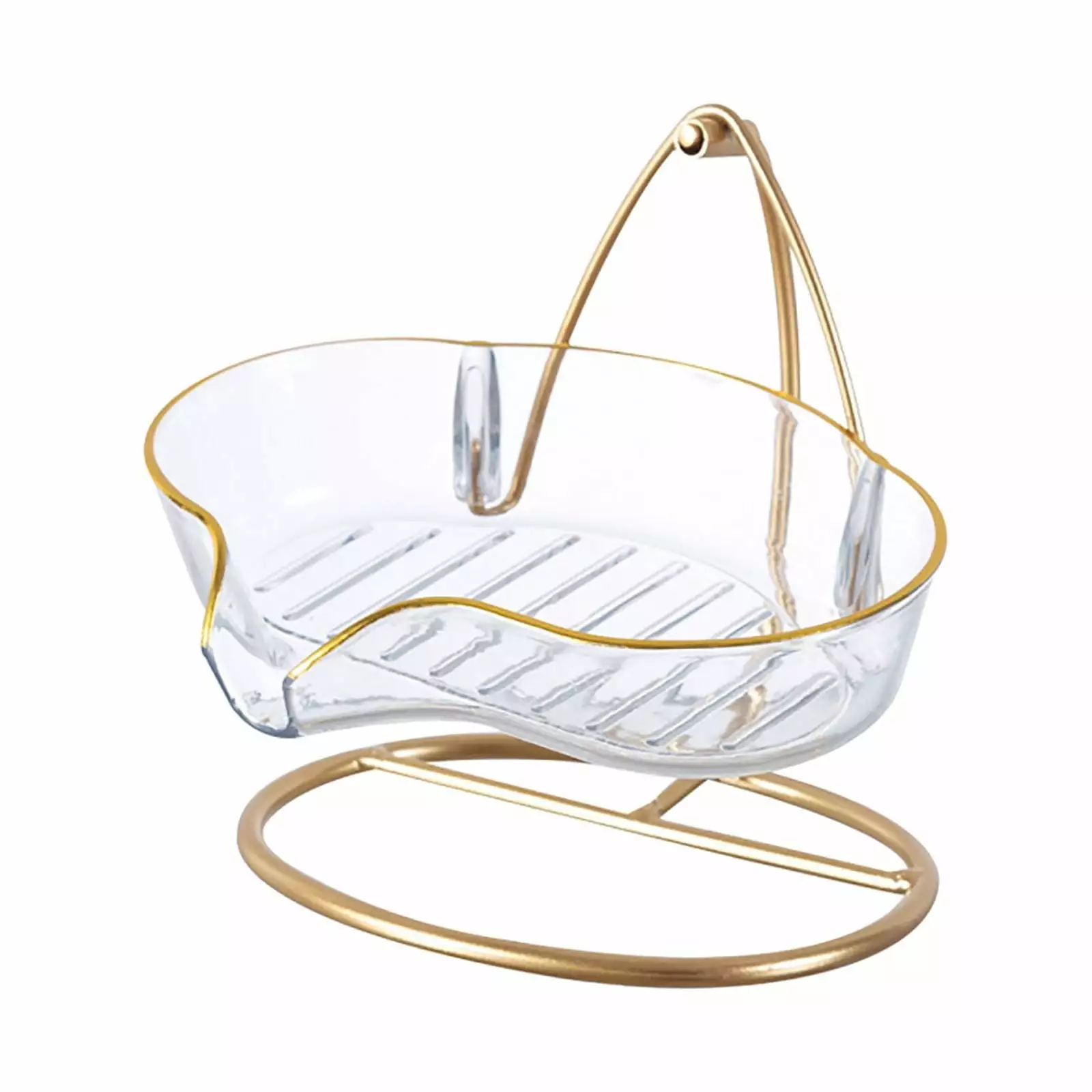 Dengmore Design Self Draining Jewelry Holder Soap Dish With Gold Stainless Steel Frame For Shower Bathroom Bedroom Home Decor Wedding White