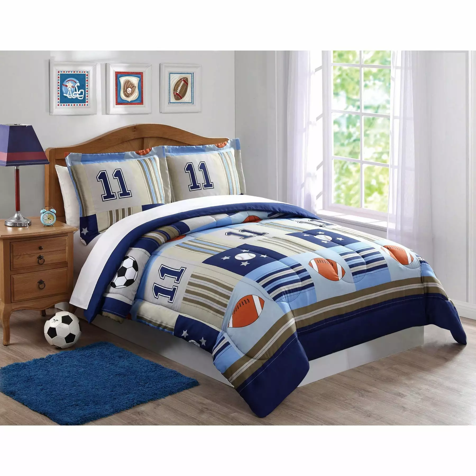 Denim and Khaki Sports Full / Queen Comforter Set