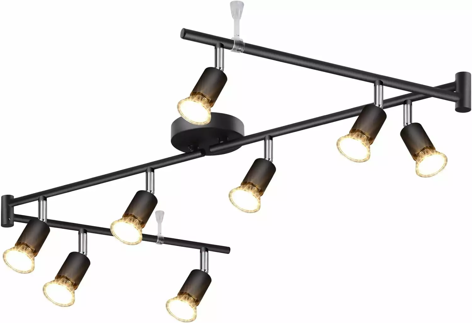 Depuley 8 Light LED Modern Track Ceiling Lights Track Spot Light Fixture Black Kitchen Ceiling Spotlight Rotatable Light Heads Finish. GU10 Bulbs Included