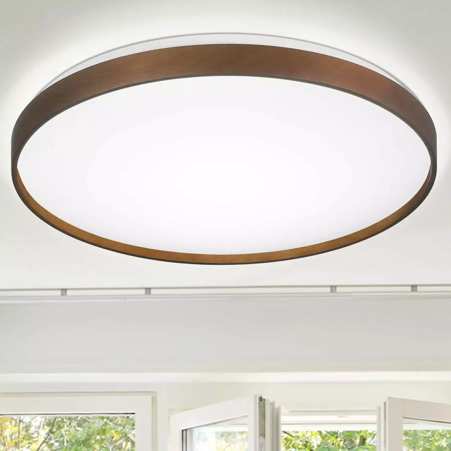 Depuley Modern LED Flush Mount Ceiling Light Fixture Thin Ceiling Light Round Cloase to Ceiling Light Low Profile Ceiling Light for Living Room Bedroom Kitchen. 5 Color Adjustable. Brown. 24W