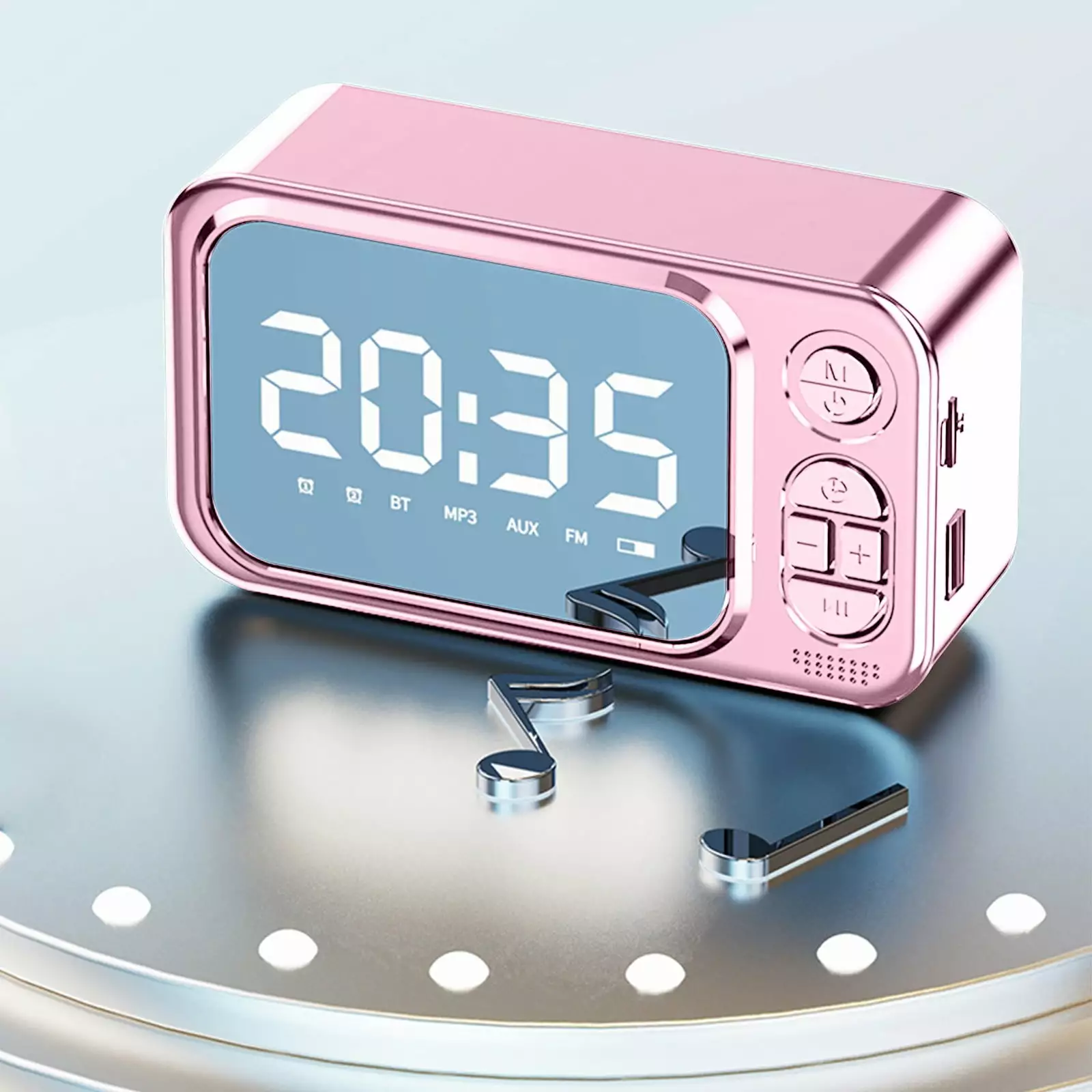 Digital Alarm Clock Qwtwty Digital Alarm Clock Mirror Surface Bluetooth Speaker Electronic Clock with Large Display Screen FM Radio for Bedroom Office On Clearance