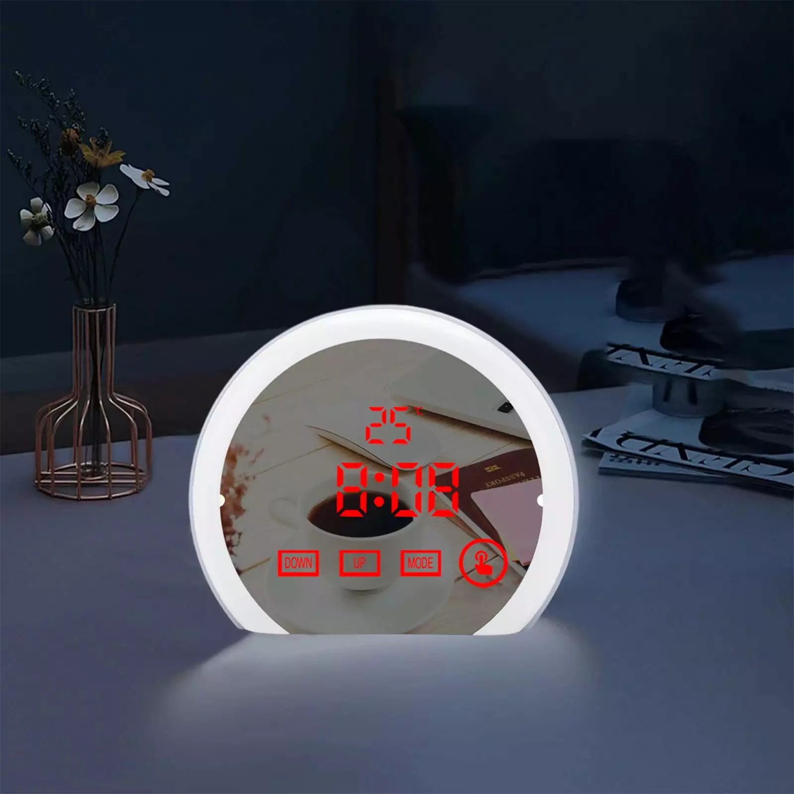 Digital Alarm Clock Qwtwty Smart Alarm Clock Ambient Light Multi-function Alarm Clock Night Light Mirror LED Alarm Clock On Clearance