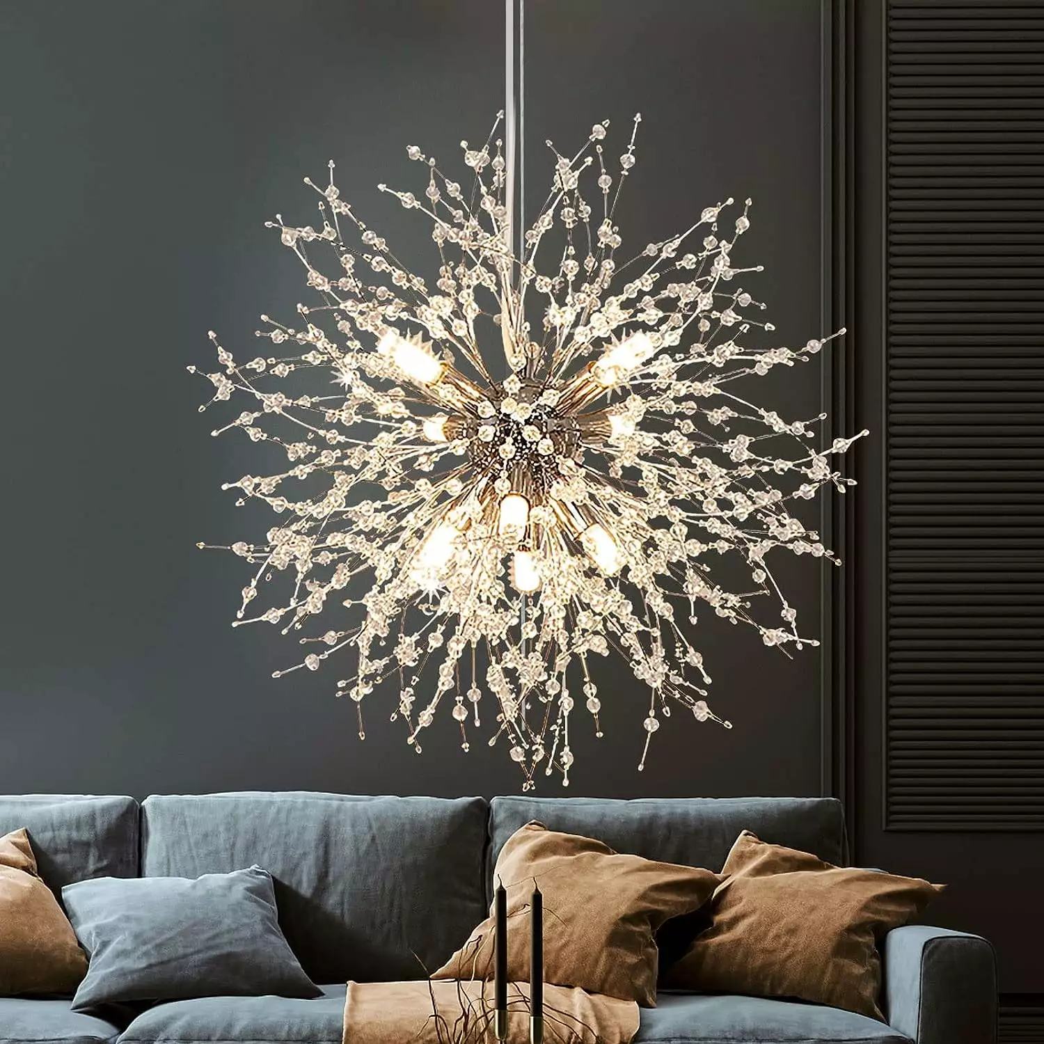 DingLiLighting Firework Chandelier Ceiling Light Fixtures. Modern Crystal Chandelier. 8-Light Pendant Lighting for Living Room.Bedroom.Kitchen. Stairwell. G9 Bulbs