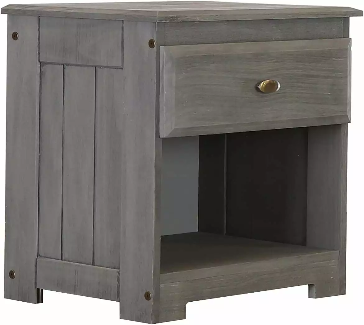 Discovery World Furniture 1 Drawer Bedroom Nightstand in Charcoal