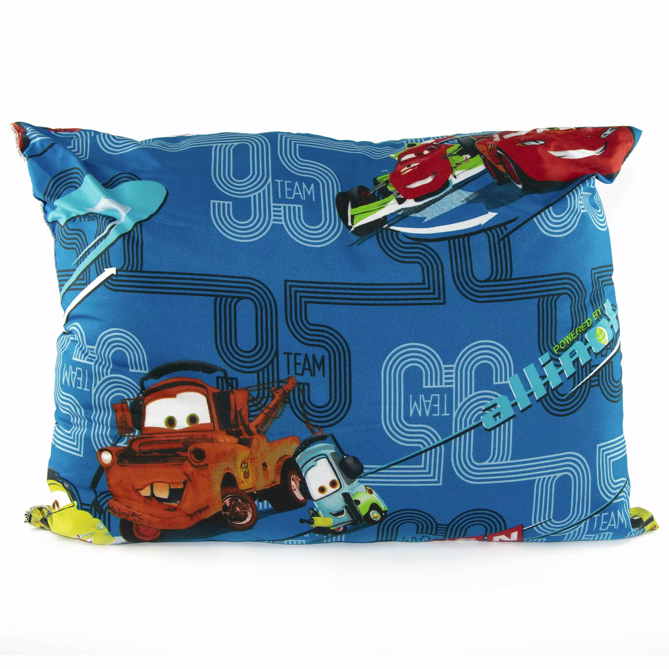 Disney Cars Team 95 Character Kids Pillow in Blue. Standard 26 x 20 in