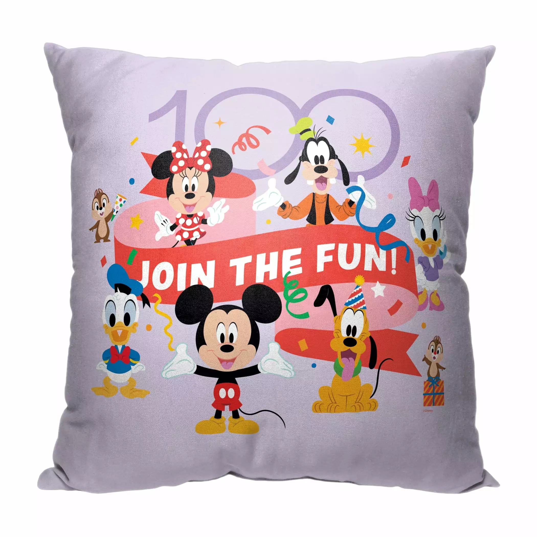 Disney D100 Join The Fun Kids Printed Throw Pillow. 18 x 18 inches