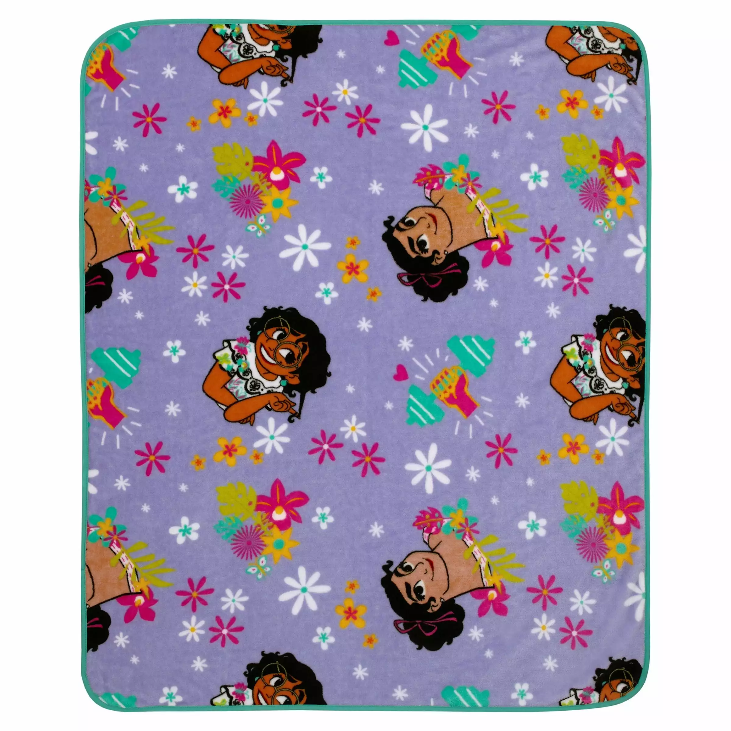 Disney Encanto Plush Toddler Blanket. Purple and Aqua