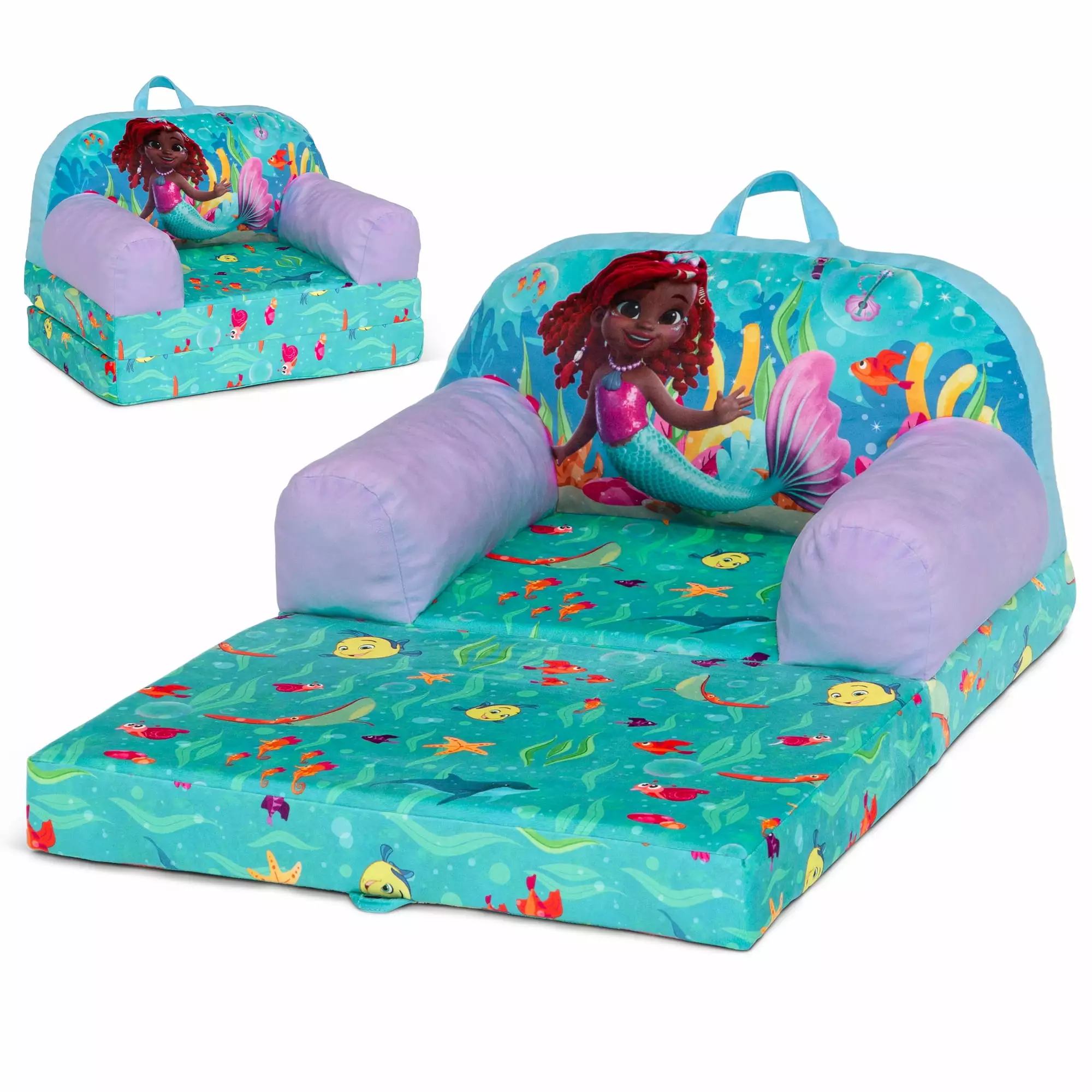 Disney Junior's Ariel Cozee Buddy Flip-Out Chair by Delta Children. Blue