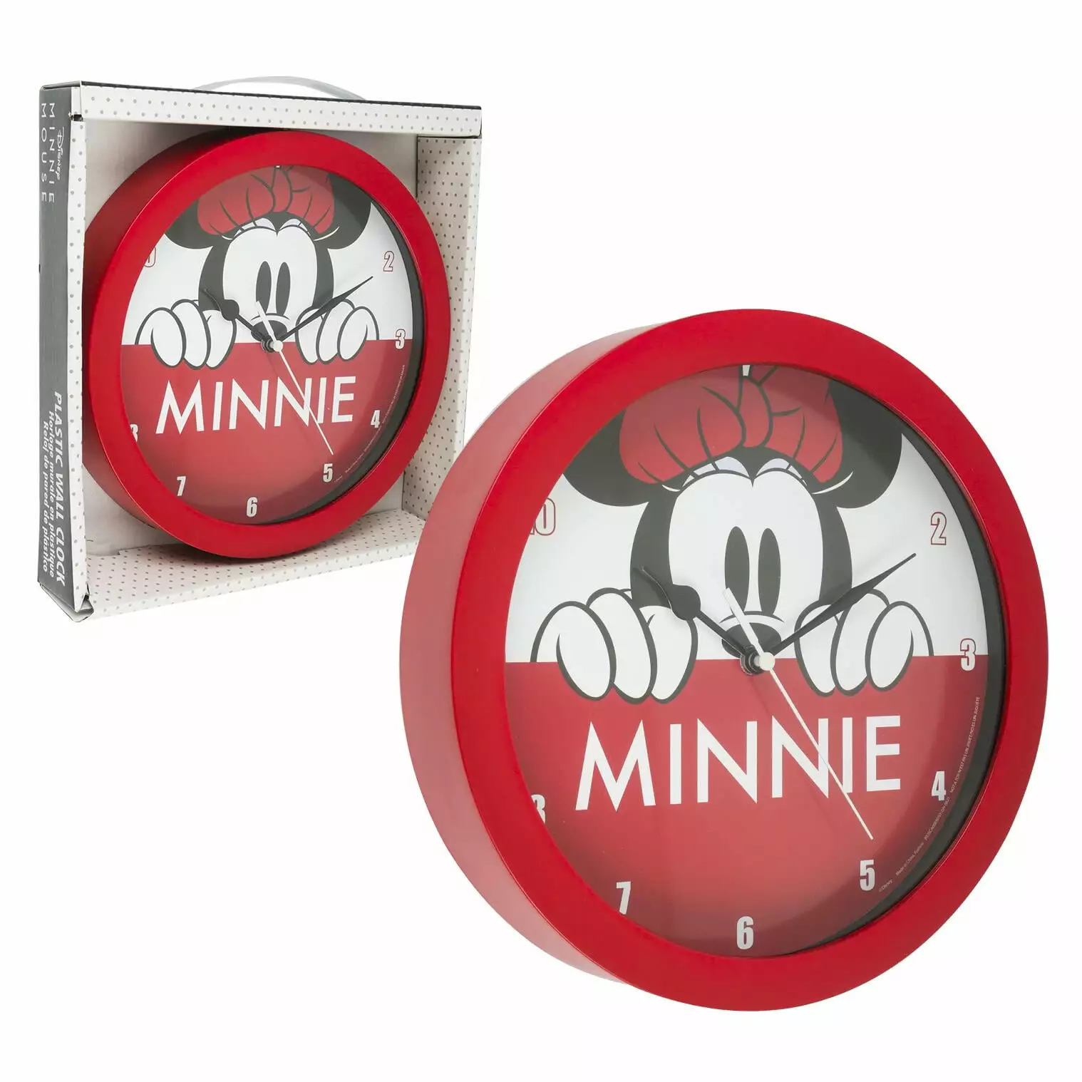 Disney Minnie Mouse Wall Clock- 9.5- red