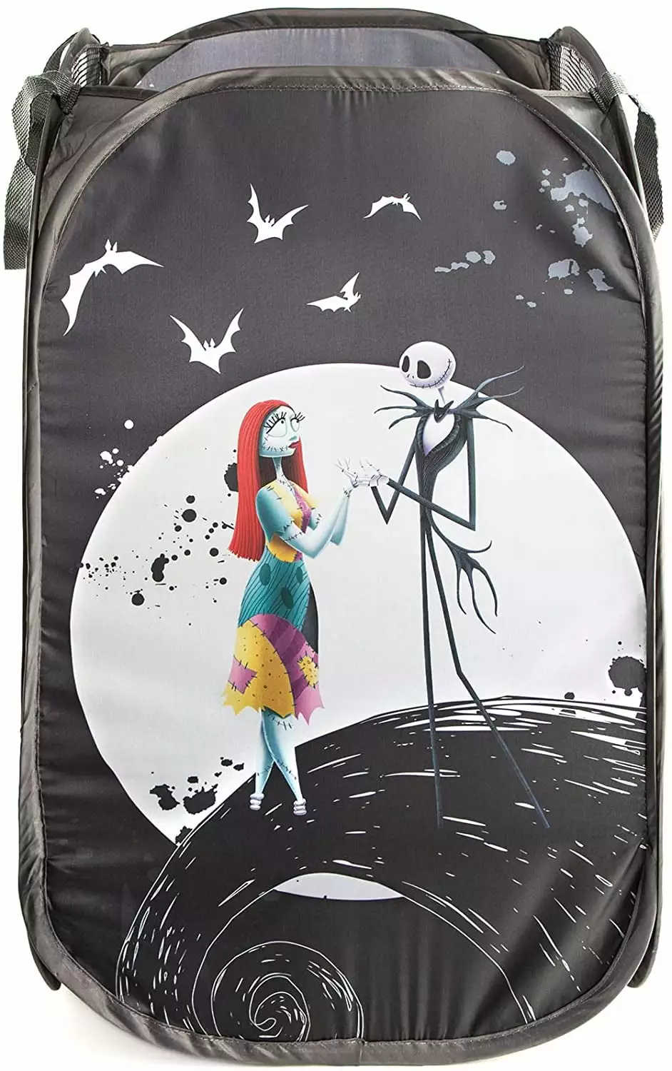 Disney Nightmare Before Christmas Jack & Sally Pop Up Hamper - Mesh Laundry Basket/Bag with Durable Handles