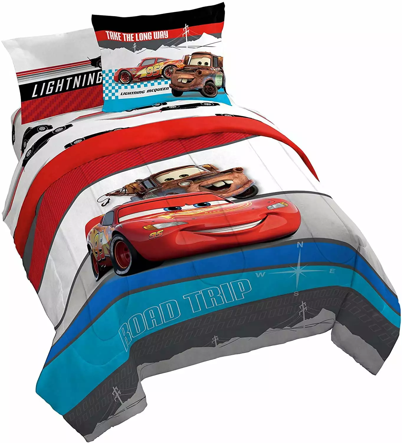 Disney Pixar Cars Racing Machine Multi-Color 5 Piece Twin Bed Set