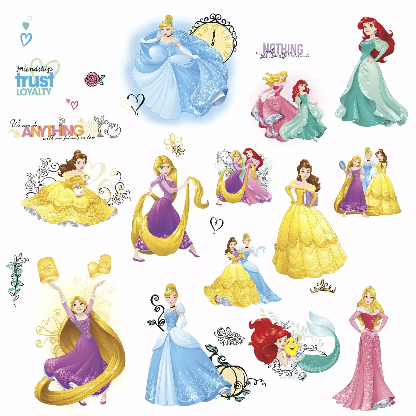 Disney Princess Friendship Adventures Wall Decals With Glitter