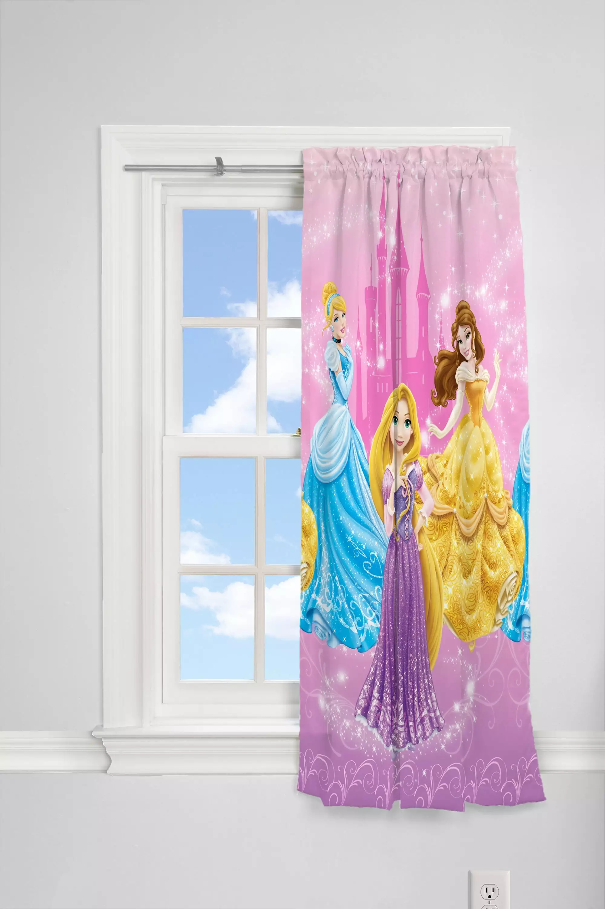 Disney Princess Kids Lights Off Room Darkening Curtain Panel. 63 Length. Pink