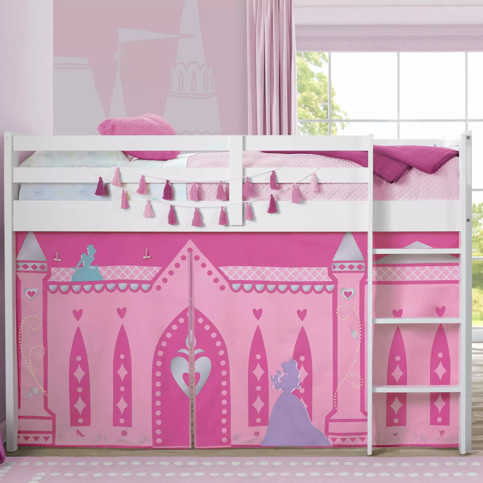 Disney Princess Loft Bed Tent by Delta Children - Curtain Set for Low Twin Loft Bed (Bed Sold Separately)