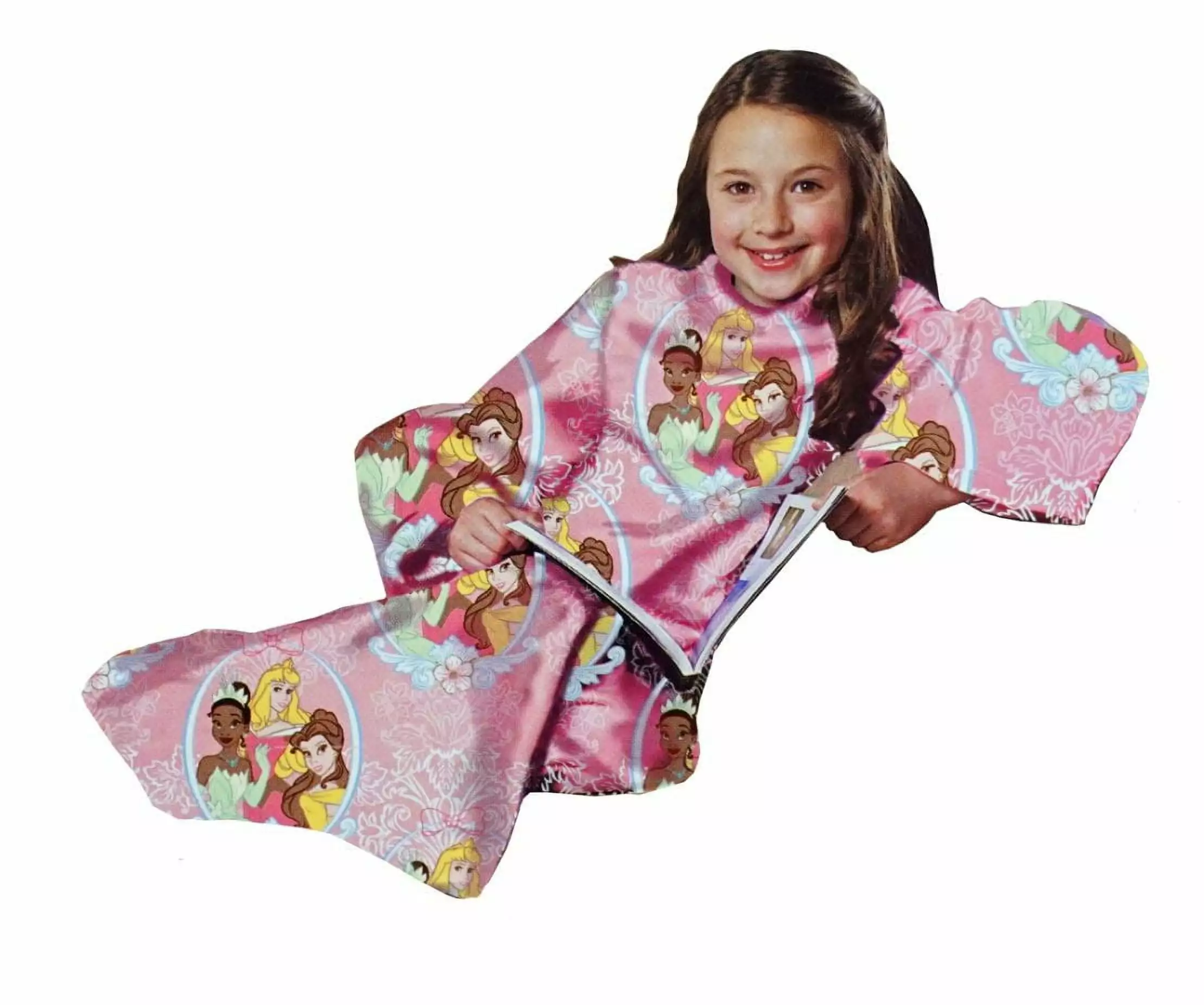 Disney Princess Youth Comfy Throw ~ The Blanket with Sleeves - With Cinderella. Jasmine & Belle