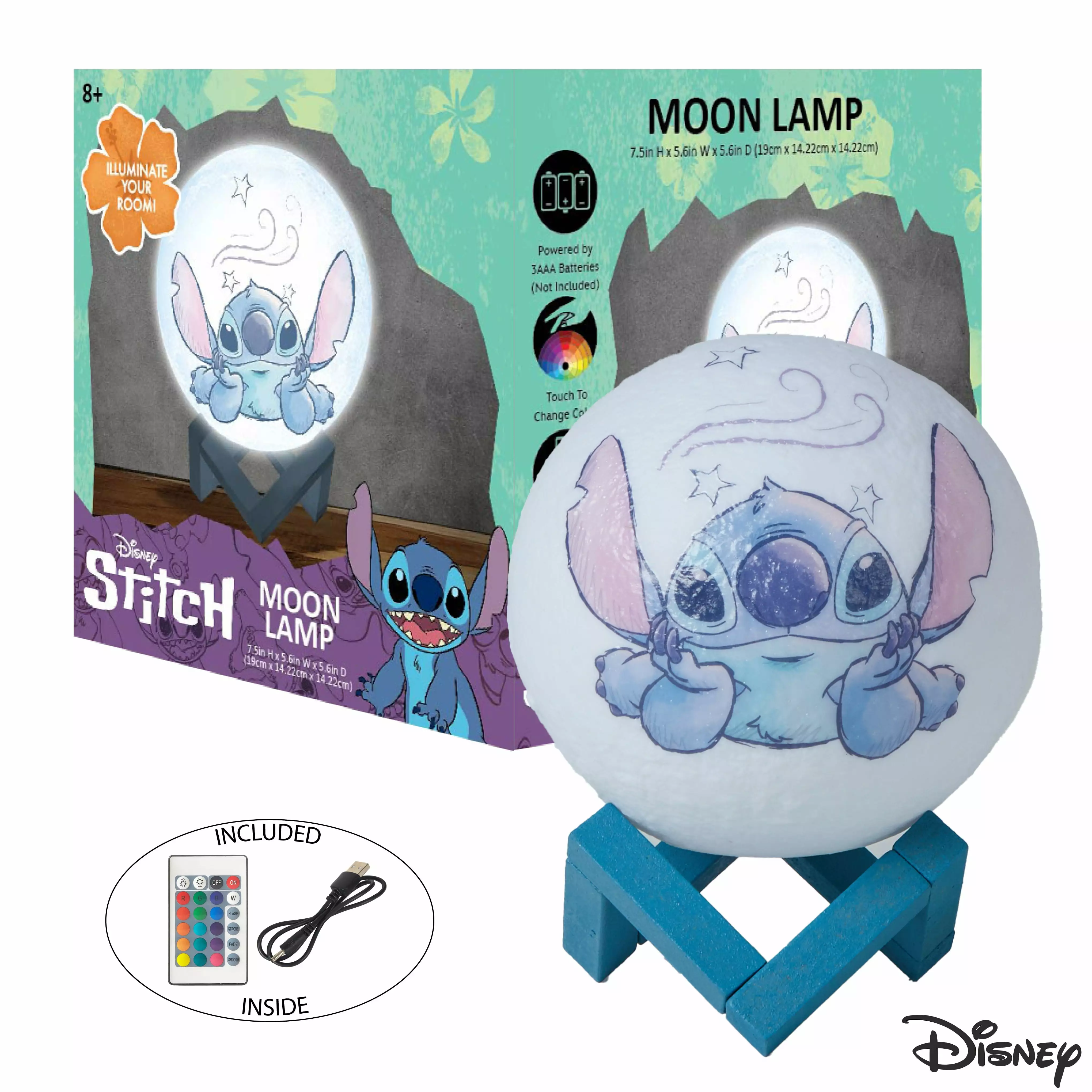 Disney Stitch Moon Lamp with USB Cord. 6