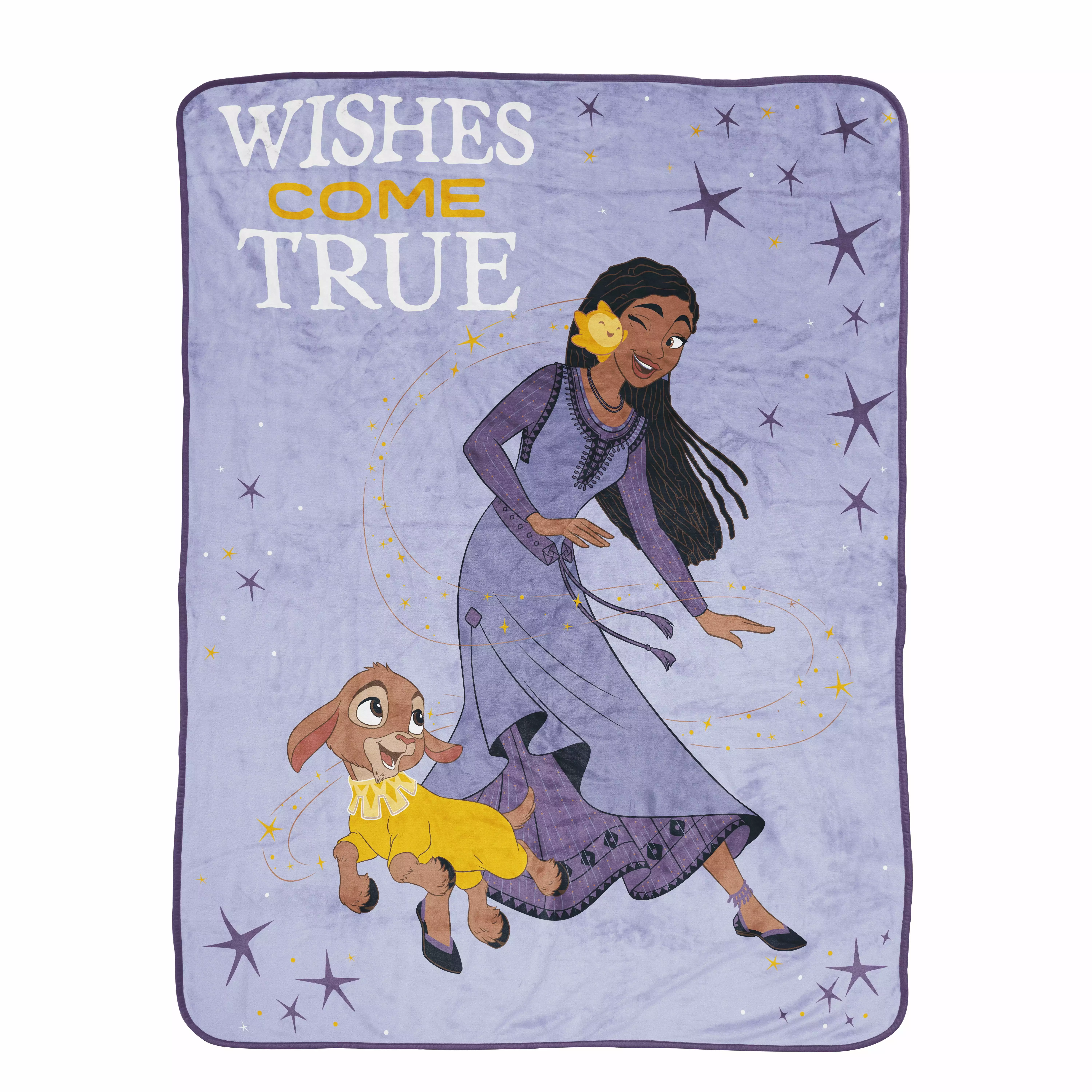 Disney Wish Kids Plush Throw Blanket. 46 x 60. Microfiber. Purple