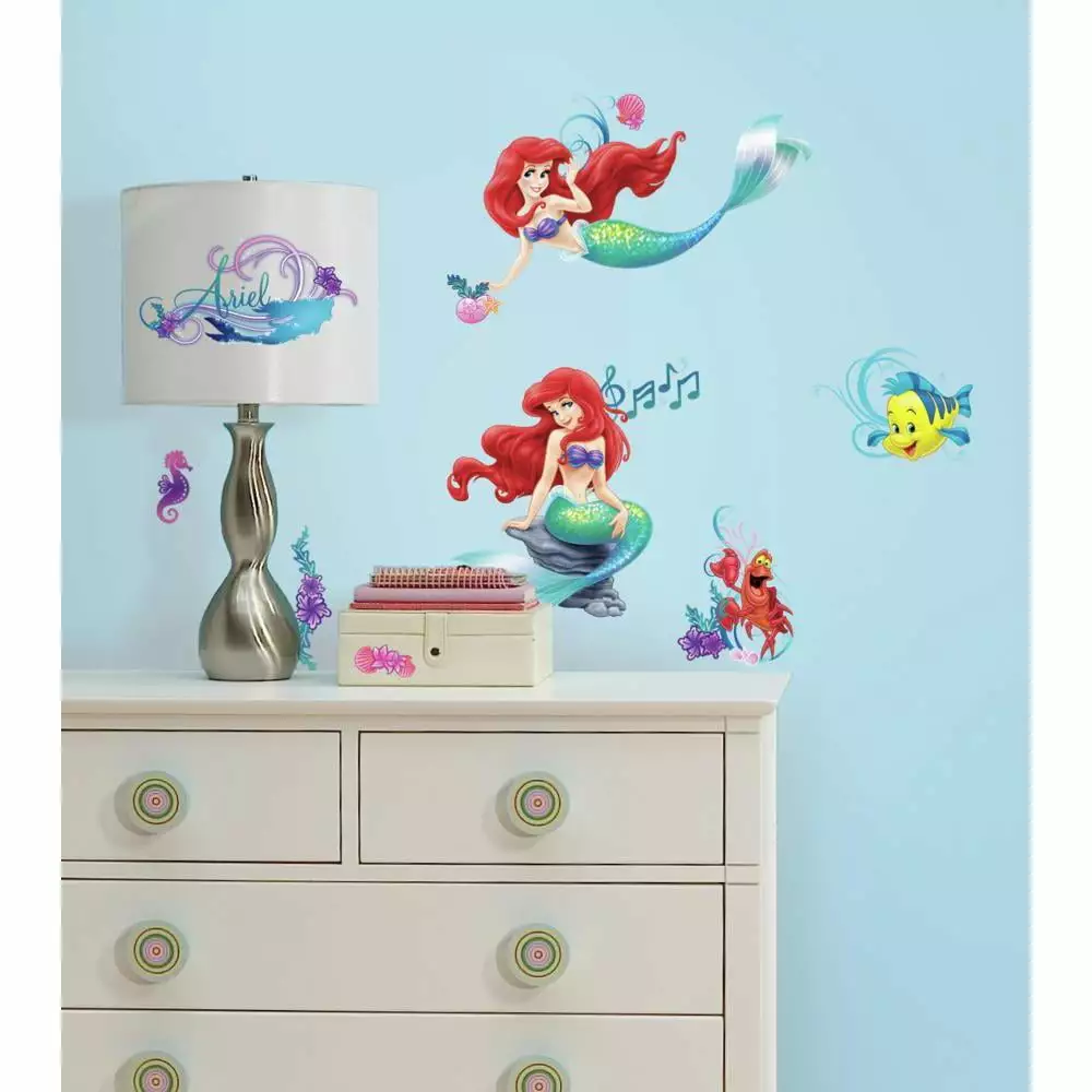 Disney the Little Mermaid Peel & Stick Wall Decals Children Girls Bedroom Bathroom Decor Stickers