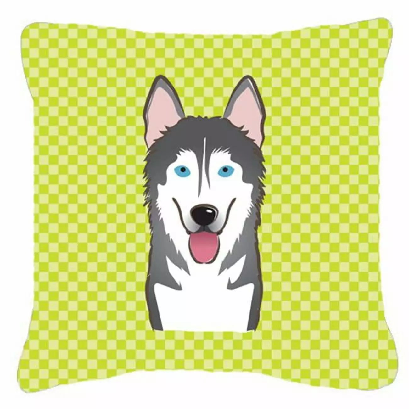 Dog Face Checkerboard Design Fabric Decorative Pillow