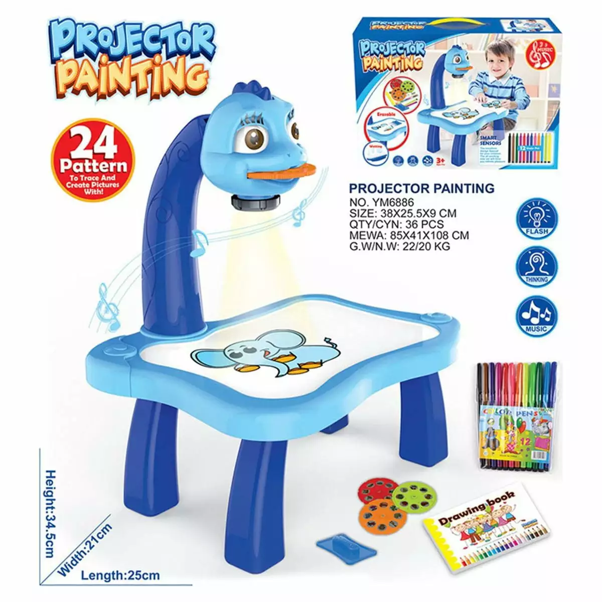 Drawing Board for Kids. Learning Desk with Projector. Drawing Projector Table. Toddler Drawing Board. Projector Learning and Drawing Painting Set Art Tracing Projector Kit Educational Drawing Board