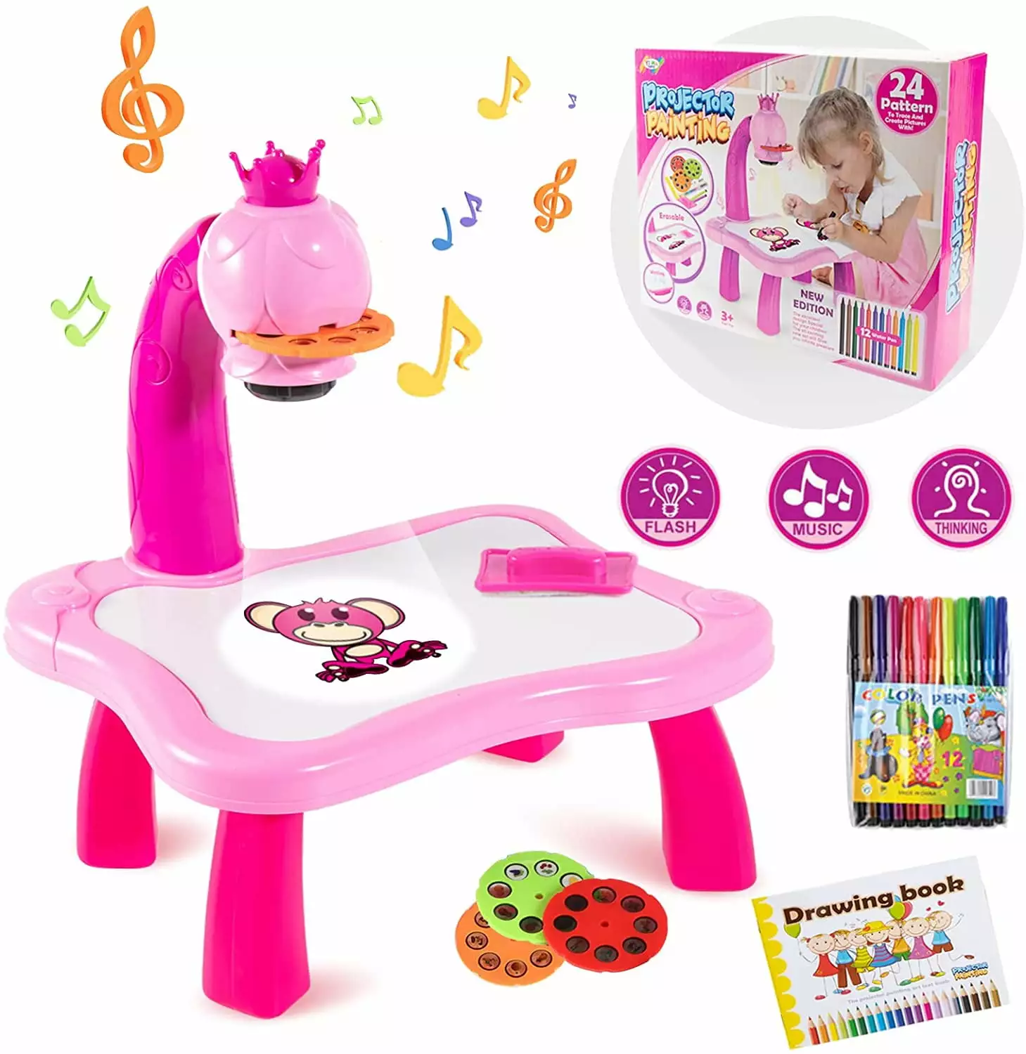 Drawing Projector Table for Kids. Trace and Draw Projector Toy with Light & Music.Early Educational Gift for Boys Girls