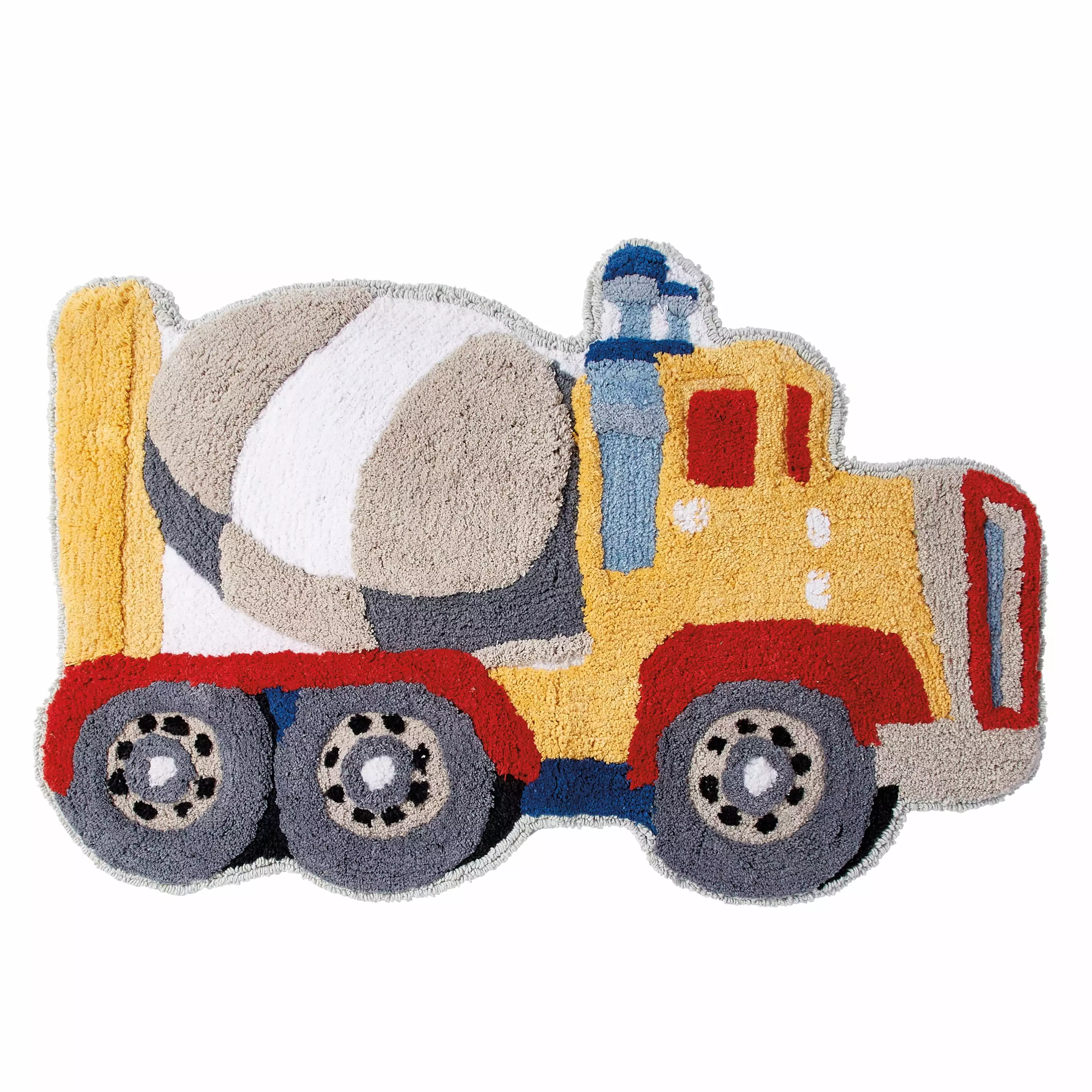 Dream Factory Trains Trucks Embroidery Contemporary Bath Rug. Cotton. Yellow. 20 x 30. 1 Piece