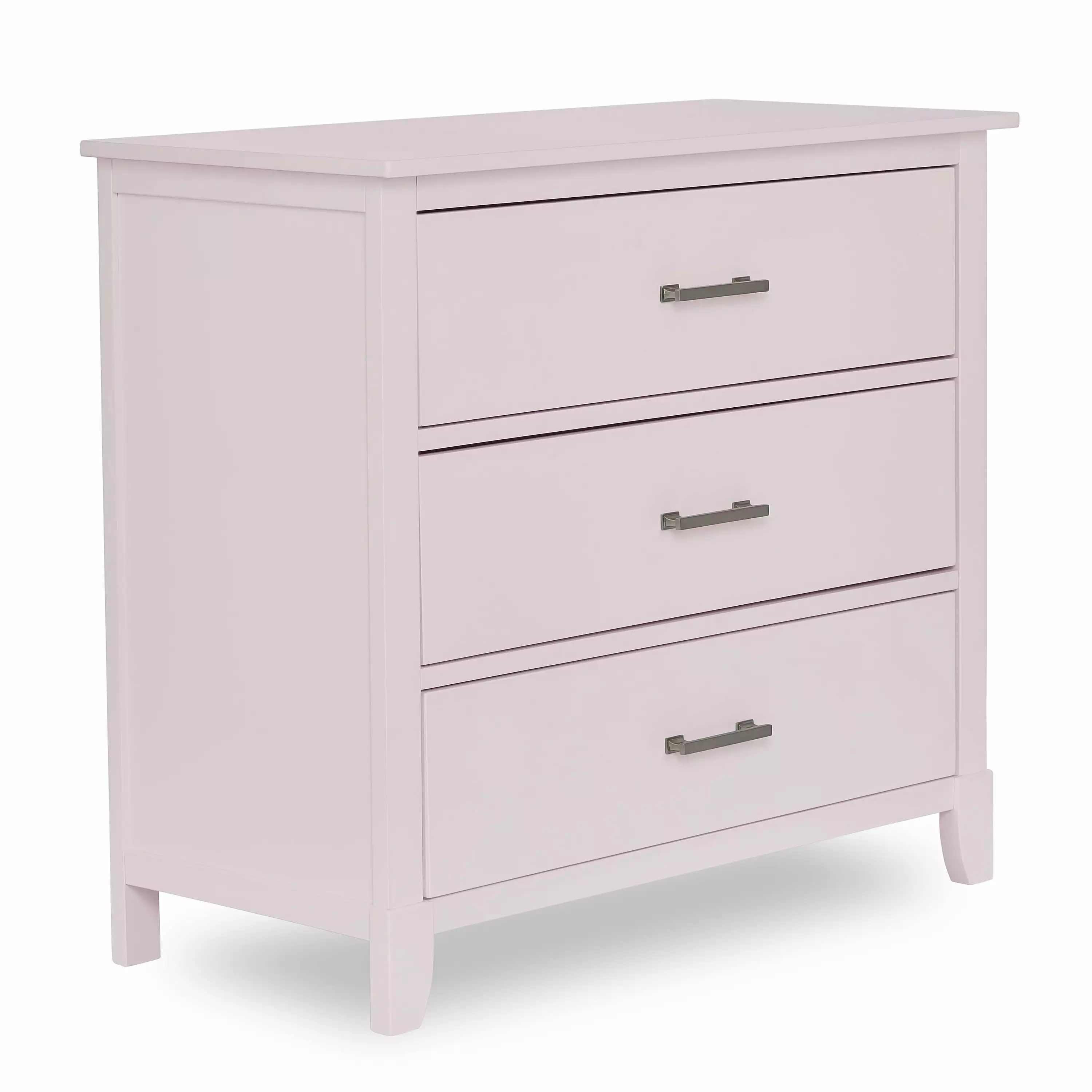 Dream On Me Universal 3 Drawers Chest Mid Century Modern In Blush Pink. Model #600-BP