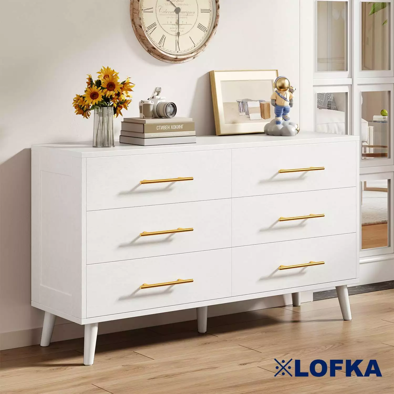 Dresser for Bedroom Clearance. Lofka 6 Double Drawers Dresser Gold Metal Handle. White Double Dresser Storage Cabinet For Living Room