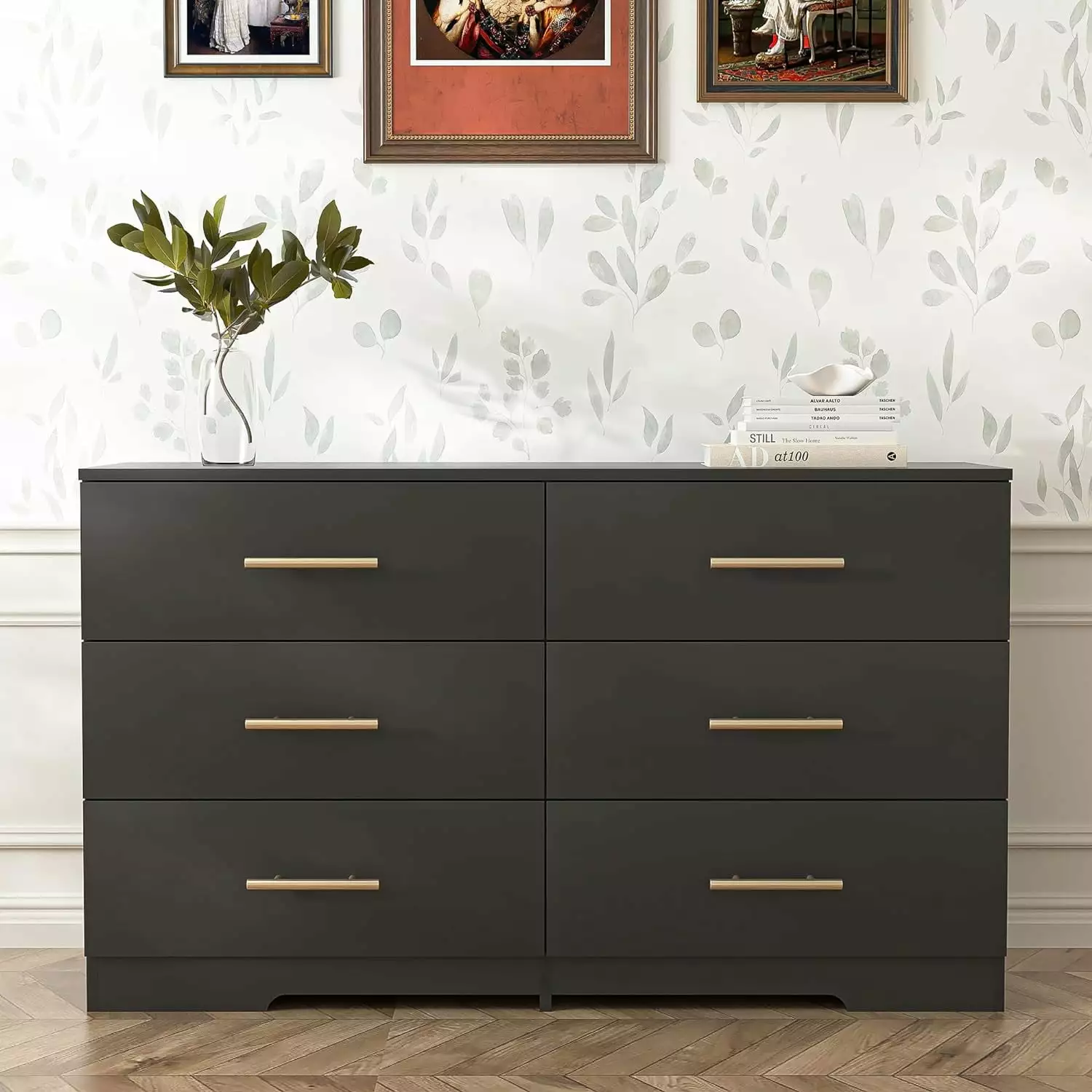 Dresser for Bedroom with 6 Drawers. Small Dresser for Kids' Bedroom. Wide Chest of Drawers with Storage Drawers