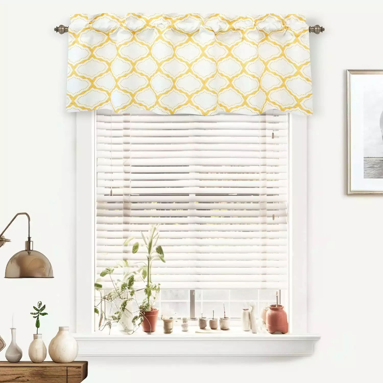 DriftAway Geo Trellis Window Curtain Valance Rod Pocket 14L x 52W