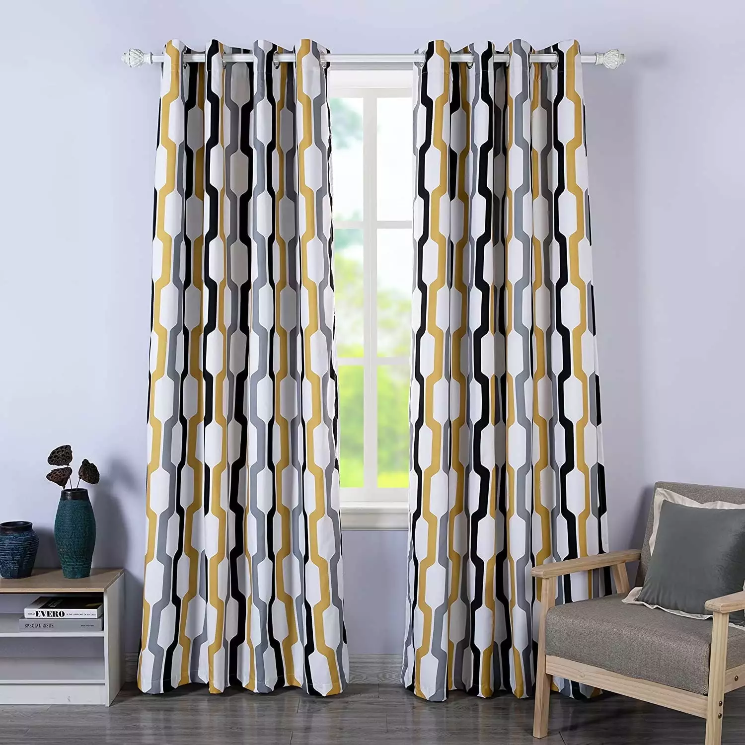 DriftAway Geometric Grommet Blackout Curtains. 52 x 84 2 Panels