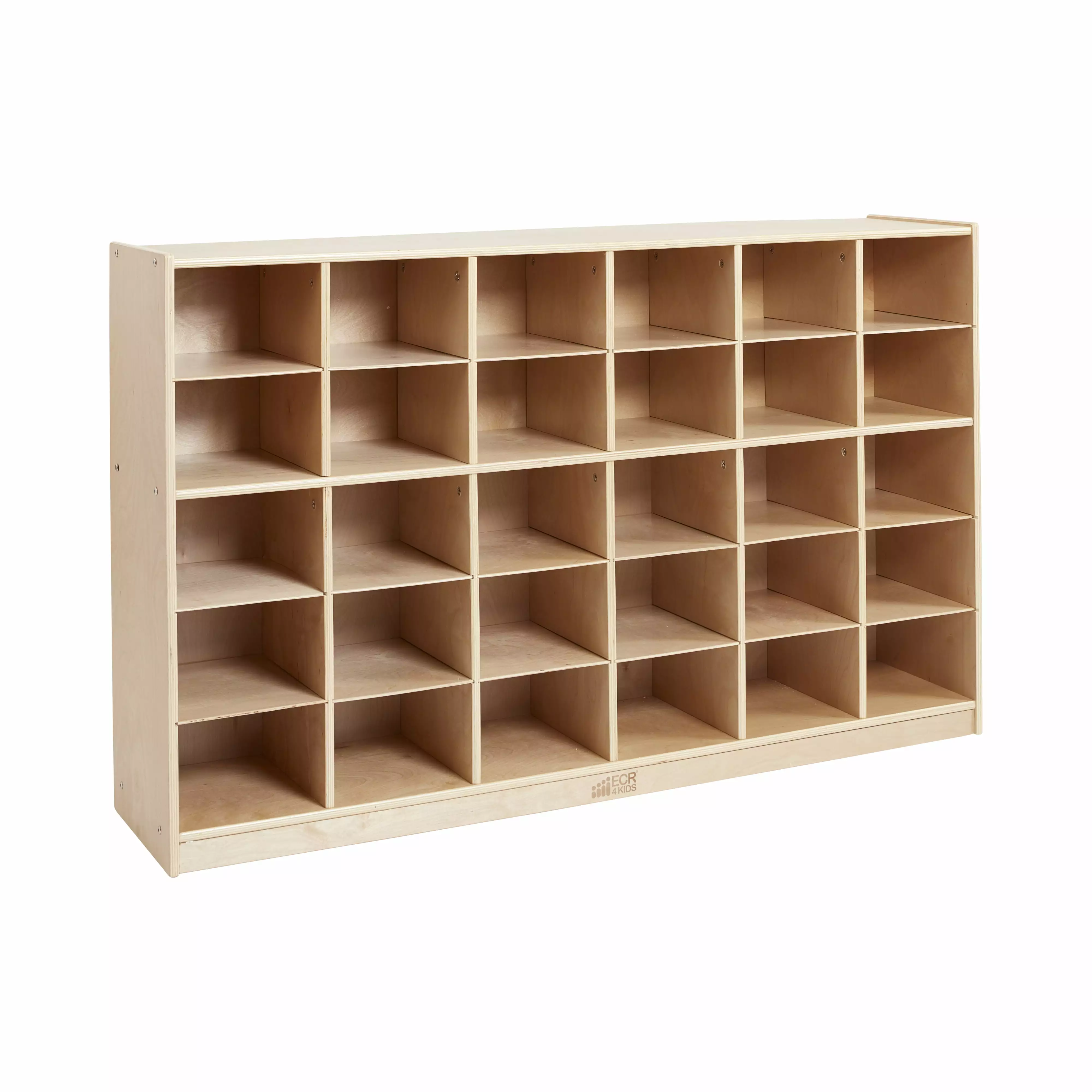 ECR4Kids 30 Cubby Mobile Tray Storage Cabinet. 5x6. Natural