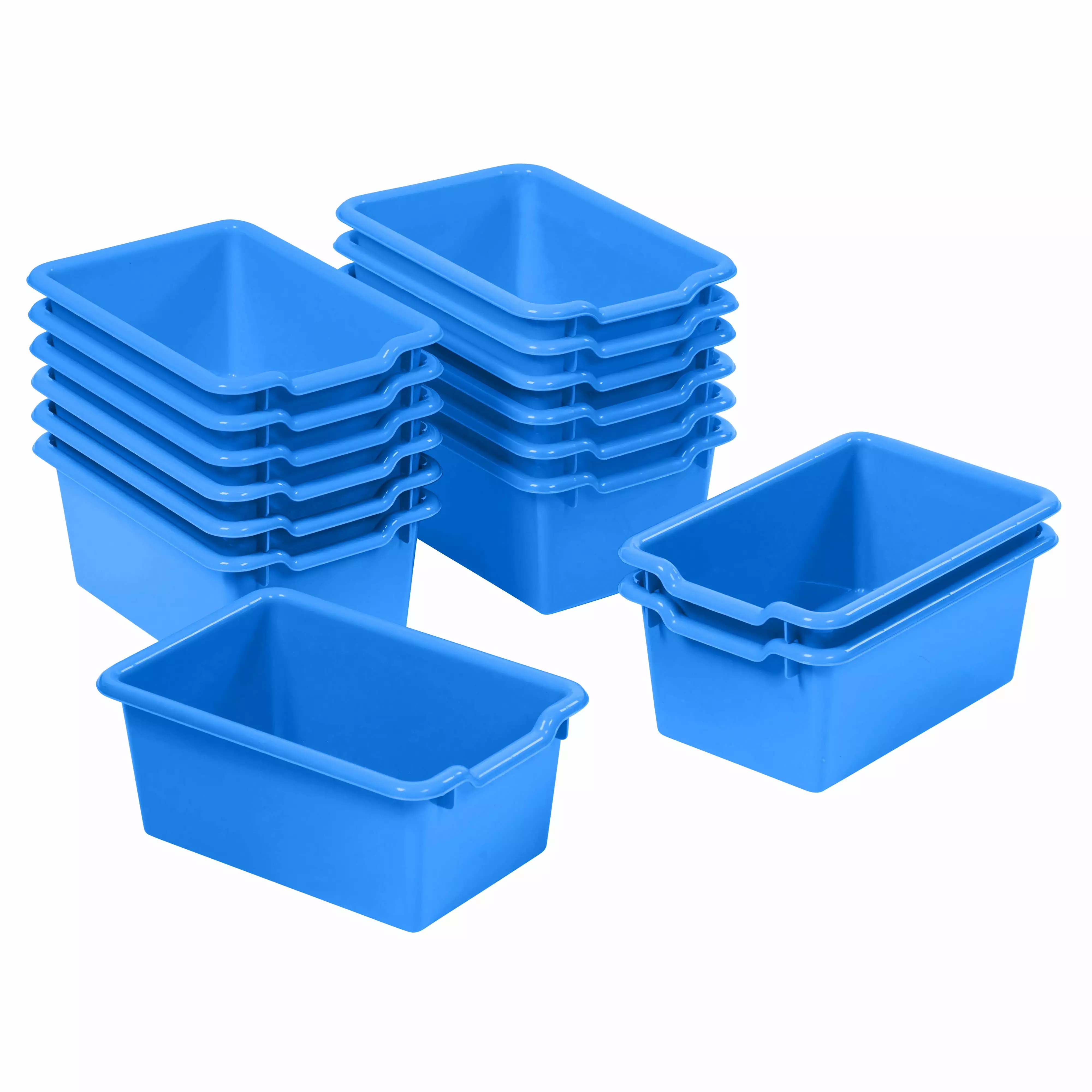 ECR4Kids Scoop Front Storage Bin. Blue. 15-Piece