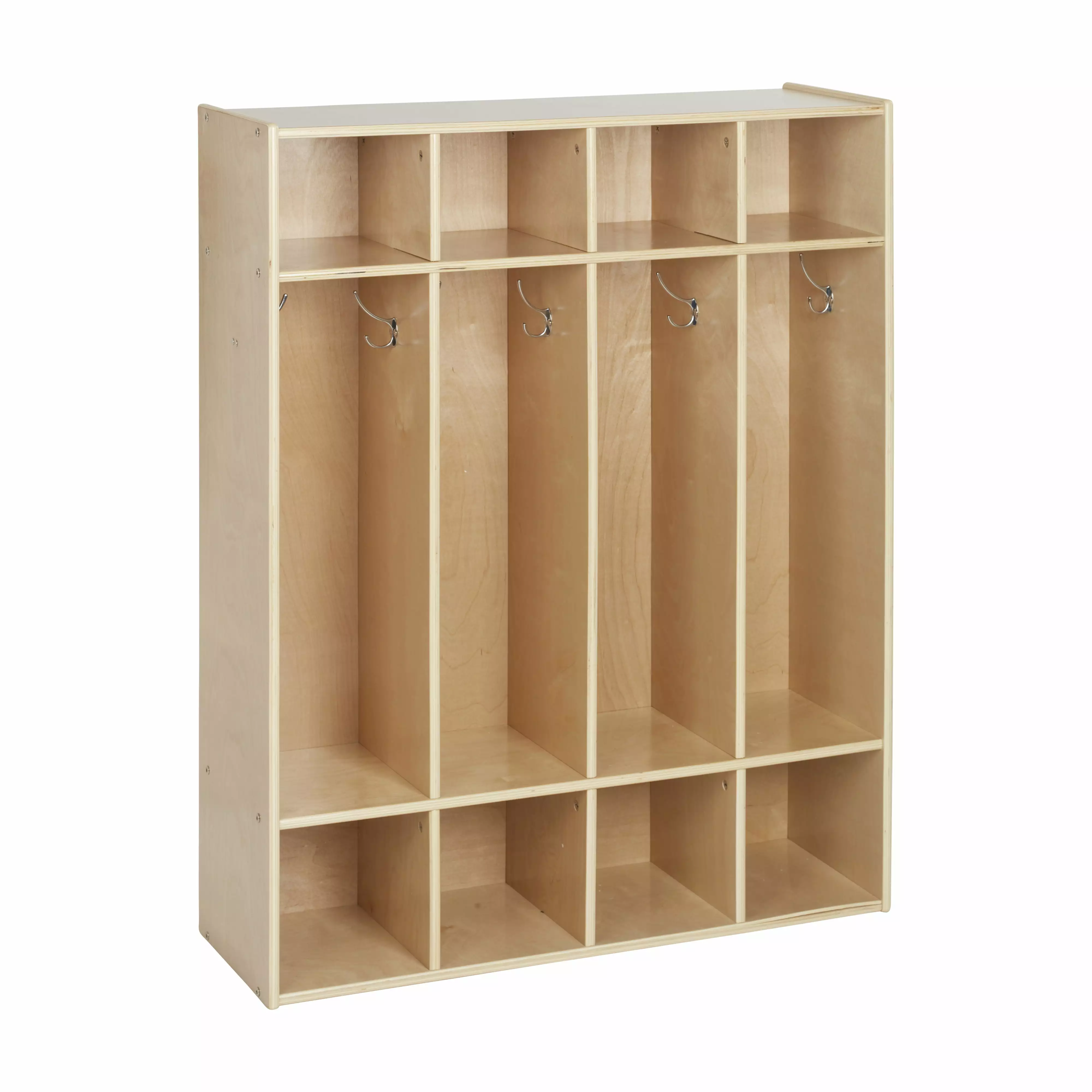 ECR4Kids Streamline 4-Section Coat Locker. Natural