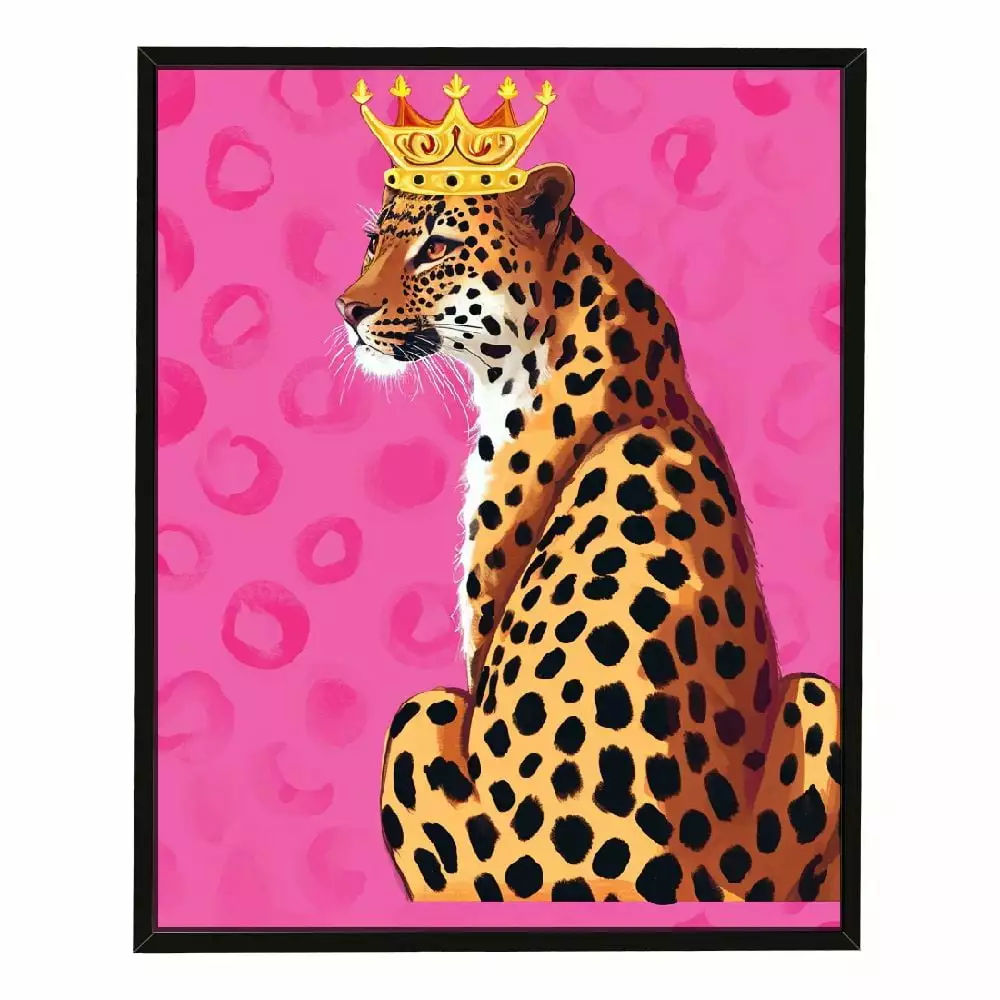 EastSmooth Cheetah Wall Art - Cheetah Print Wall Decor - Indie Trendy Aesthetic Room Decor - Pink Preppy Room Decor - Wall Art - Leopard Home Decor - Teen Girls Womens Bedroom Decor