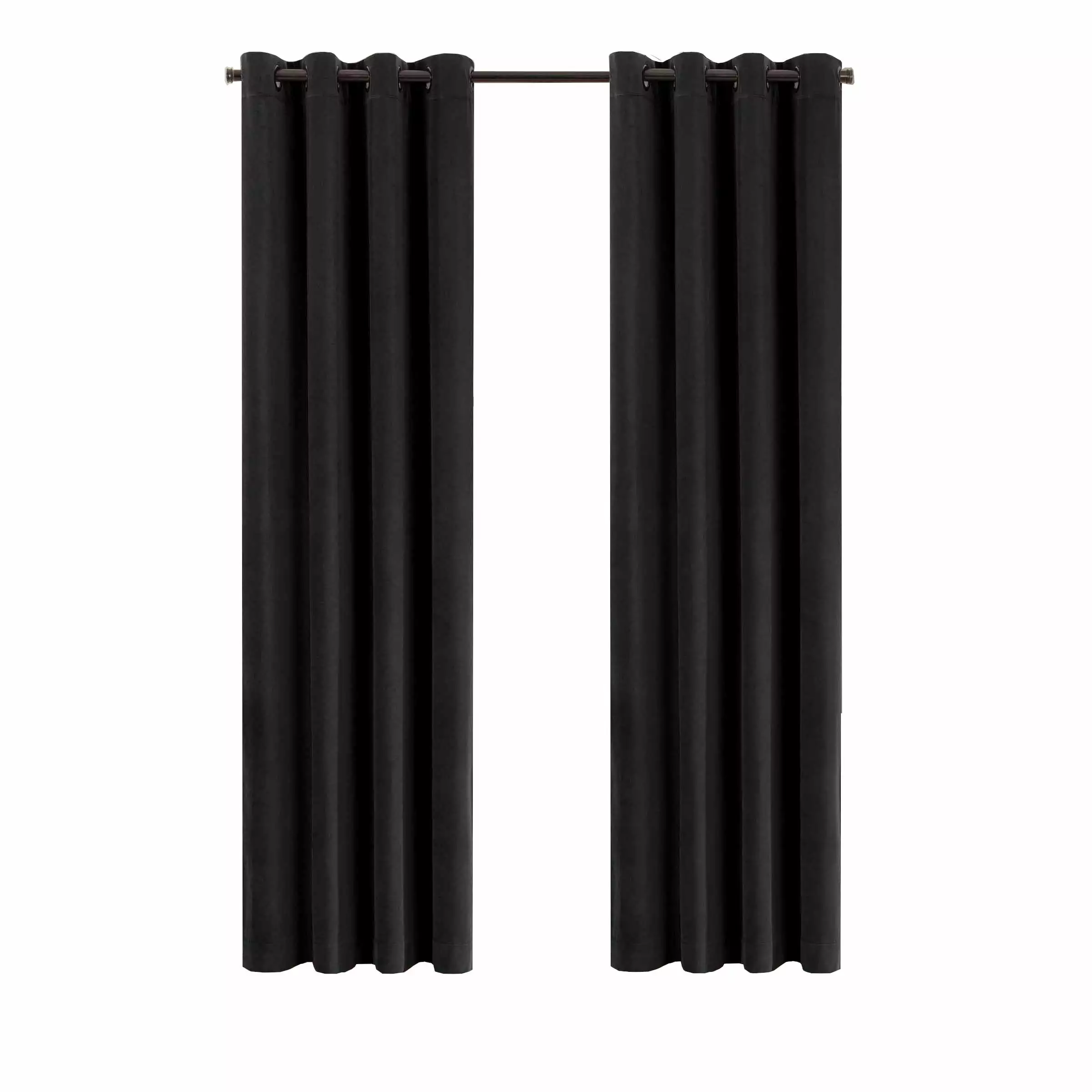 Eclipse Luxury Cotton Velvet. 100% Blackout. Grommet. Single Curtain Panel. 50x84. Black