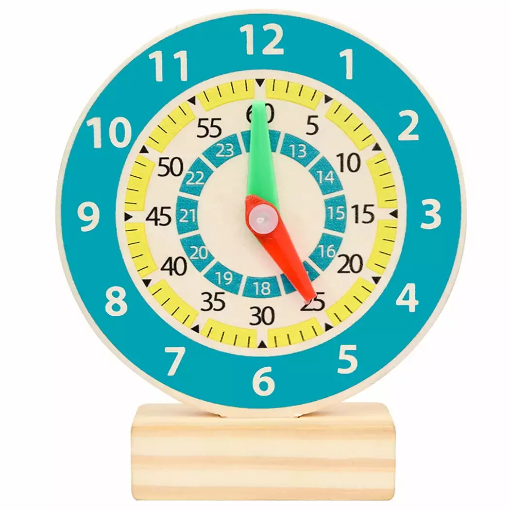 Educational Wooden Clock for Kids. Learning Time Teaching Clock. Clock for Children to Learn Time