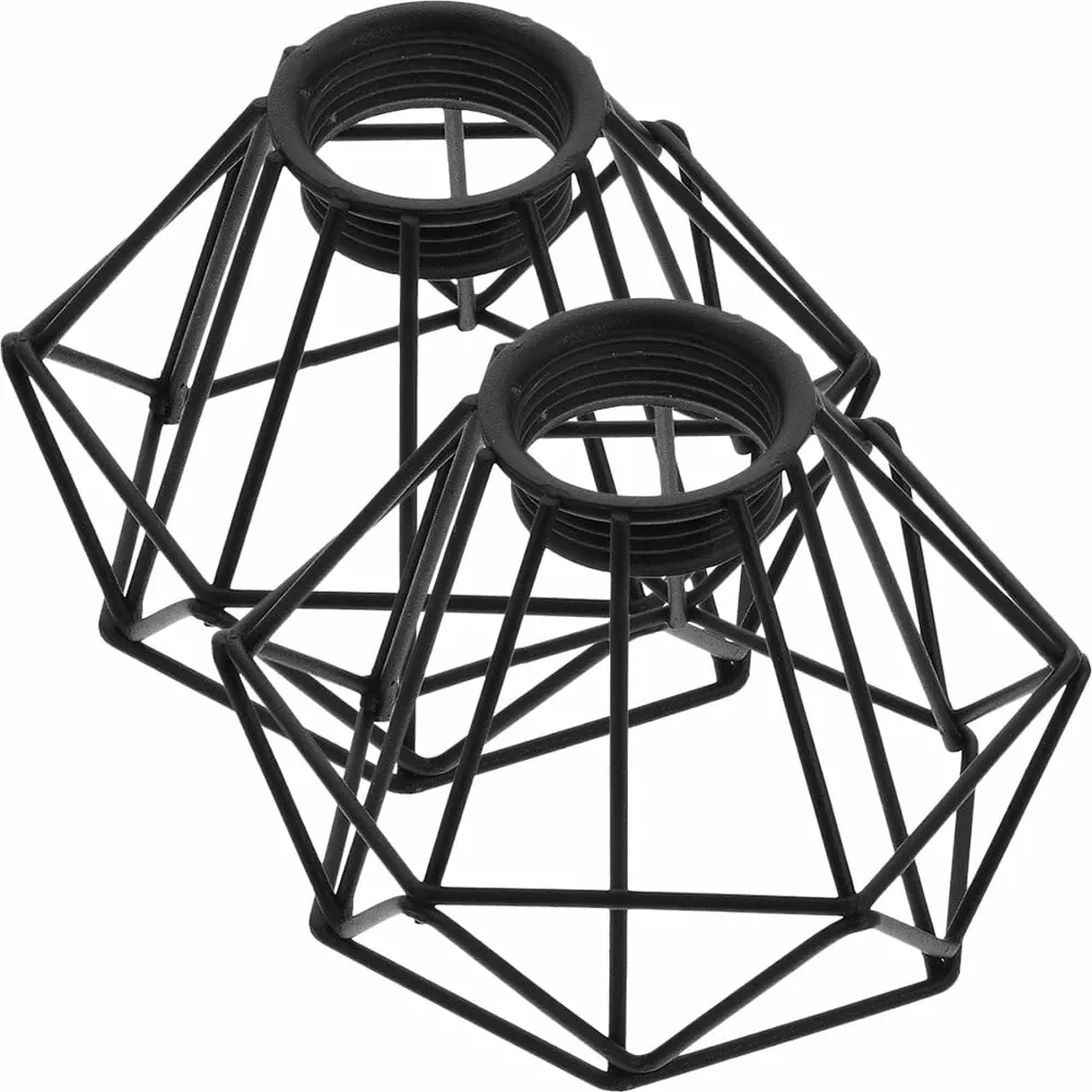 Eease 2pcs Vintage Ceiling Diamond Shape Lampshade Industrial Bulb Guard Holder Cover for Living Room