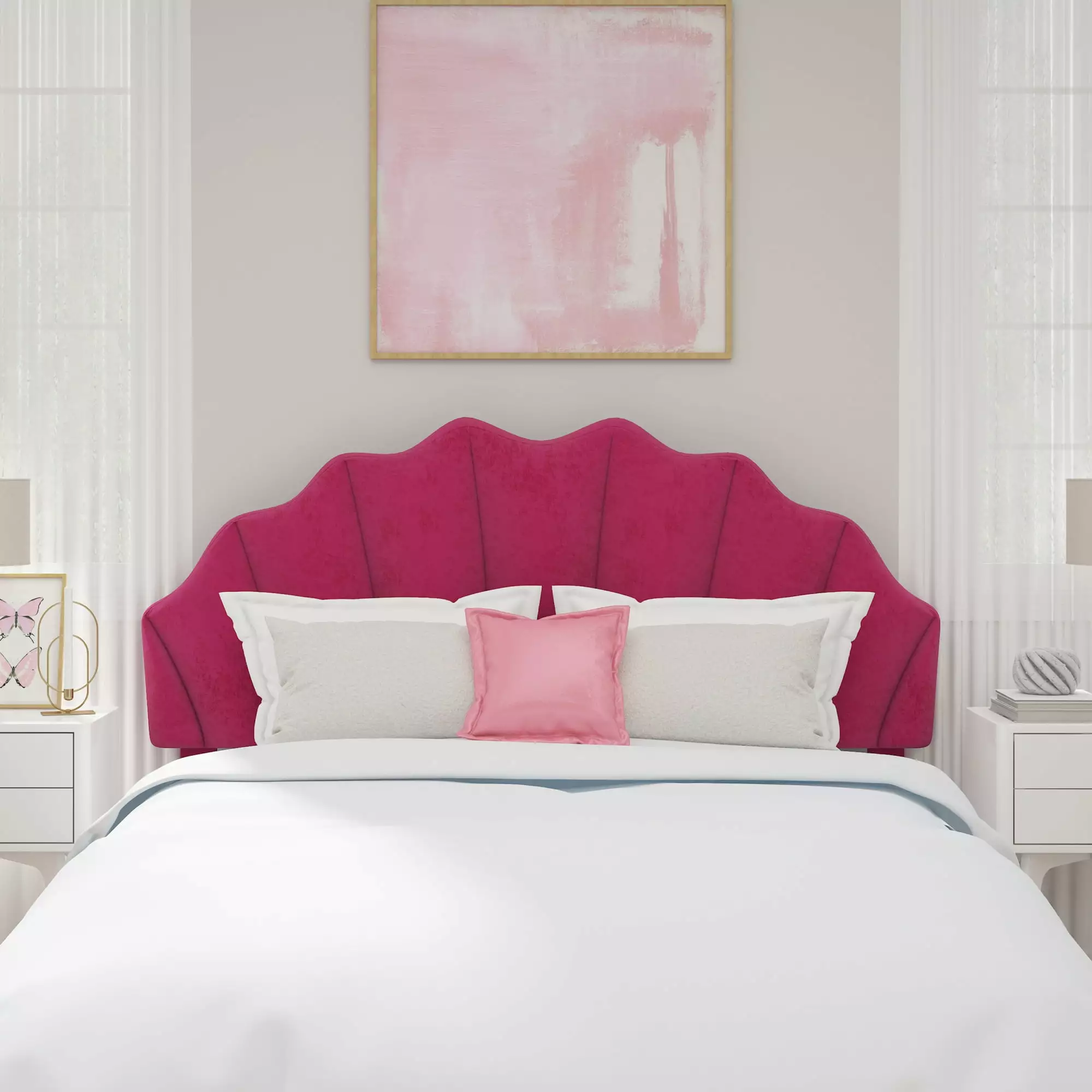 Elina Upholstered Full/Queen Headboard. Pink. by Hillsdale Living Essentials