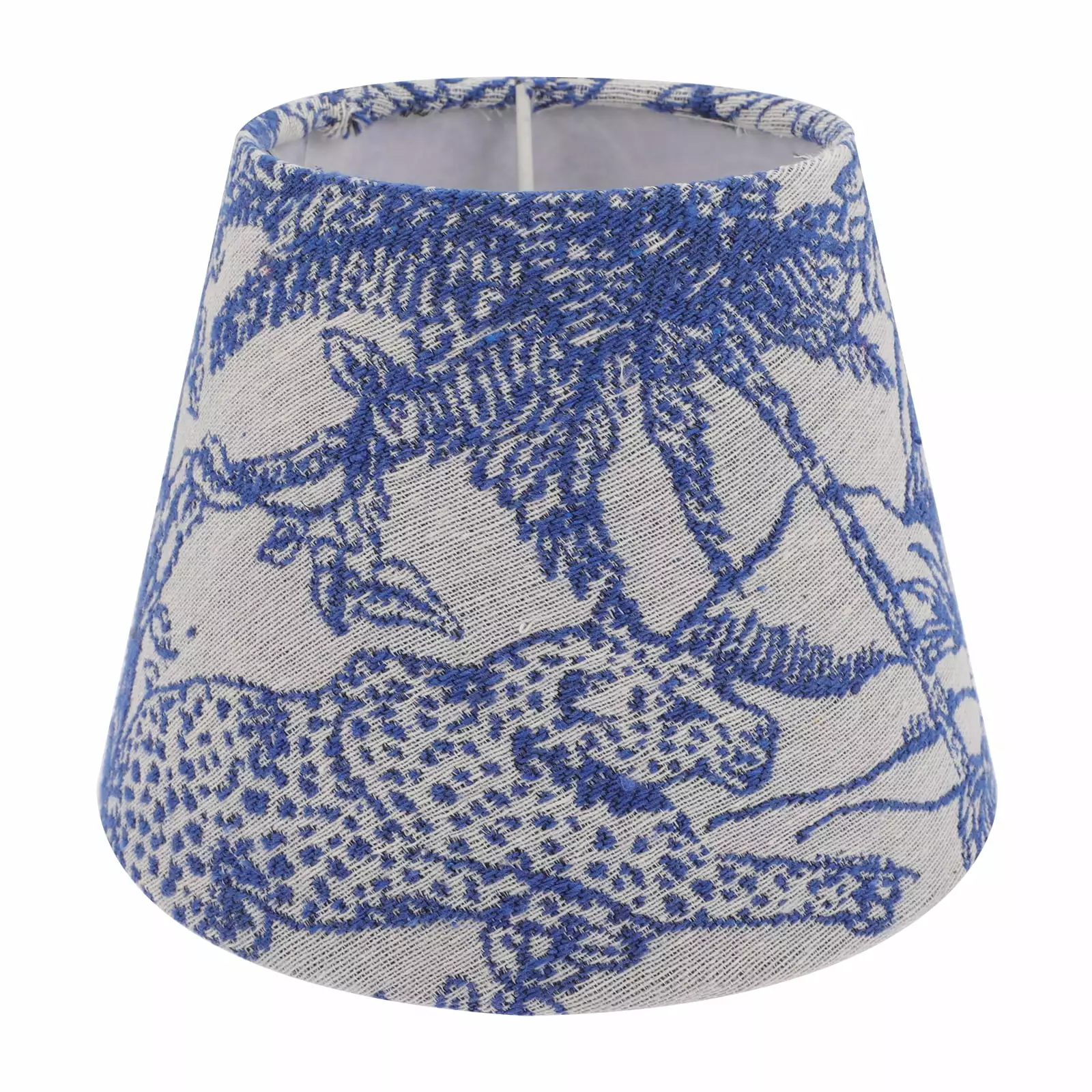 Embroidery Fabric Lampshade Tabletop Drum Lamp Cover Blue