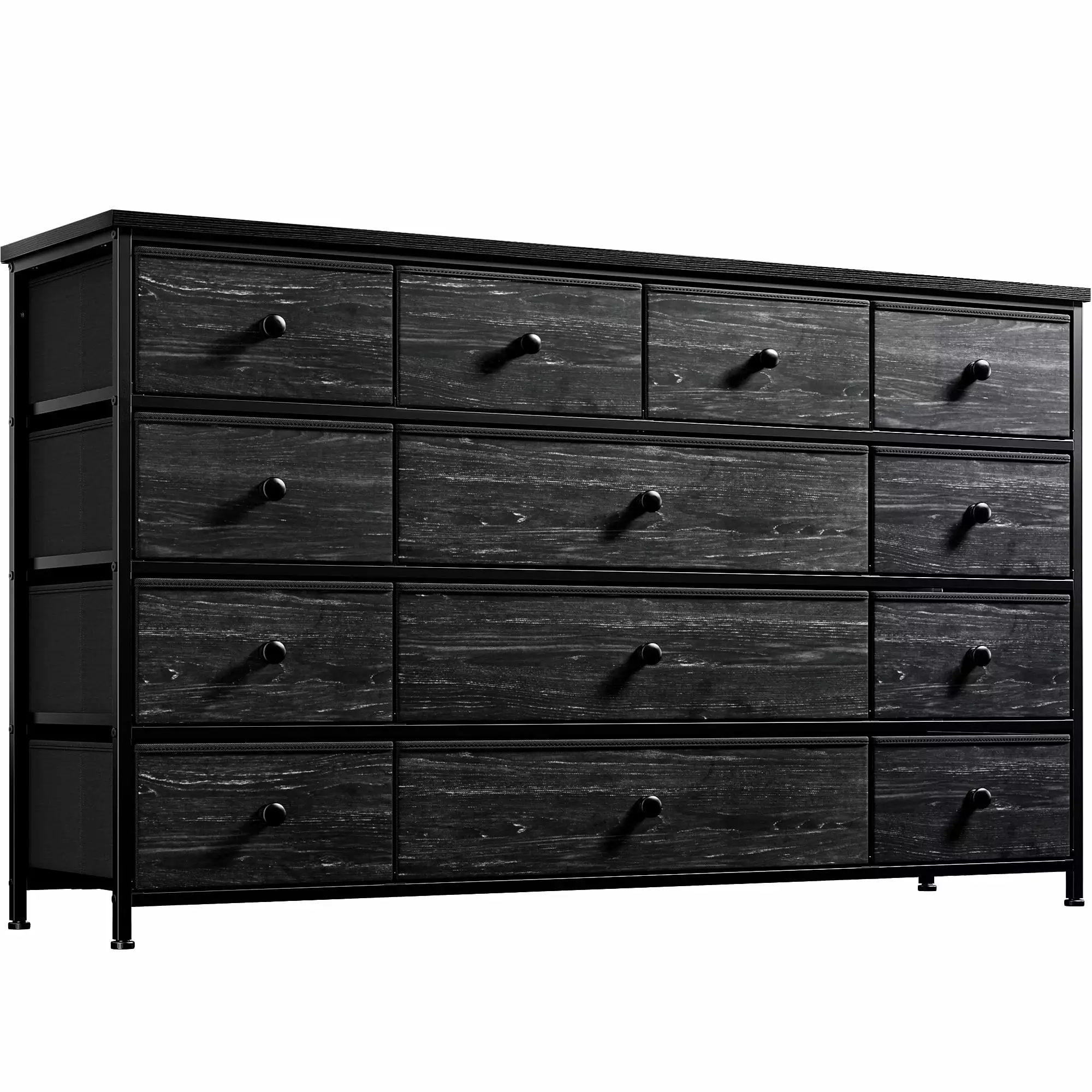 EnHomee Black Dresser for Bedroom TV Stand Long Dresser with 13 Drawers Wide Dresser & Chest of Drawers Fabric Storage Dresser Organizer for Bedroom Living Room Closet Entryway